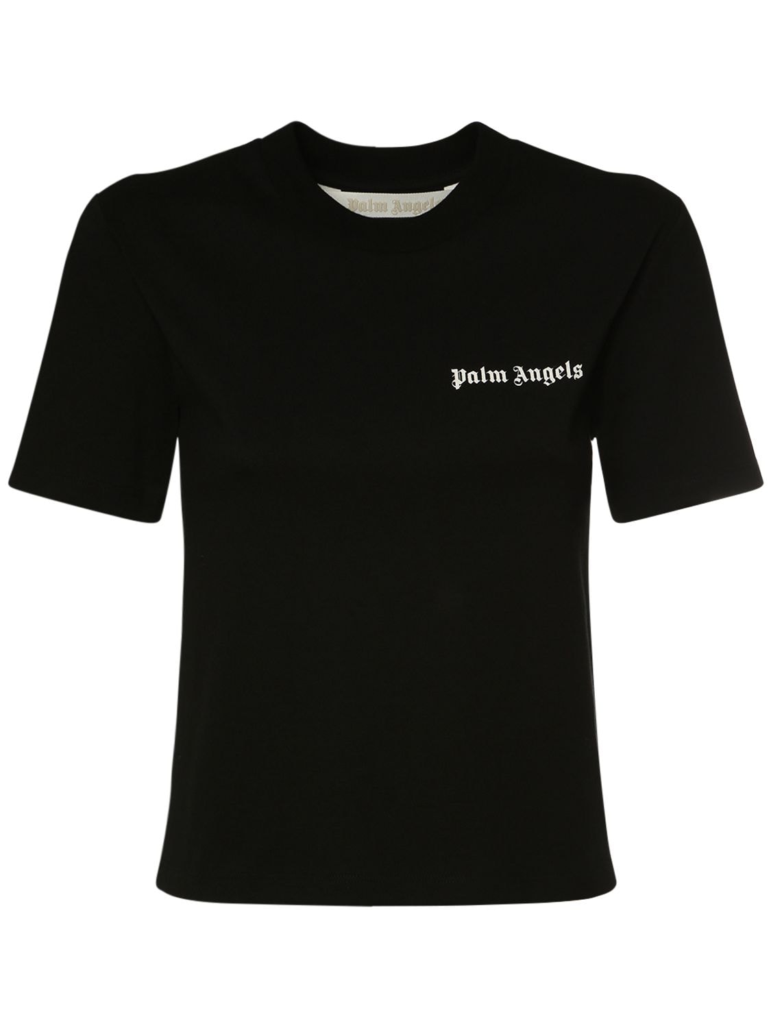 Shop Palm Angels Classic Logo Cotton Jersey T-shirt In 黑色,白色