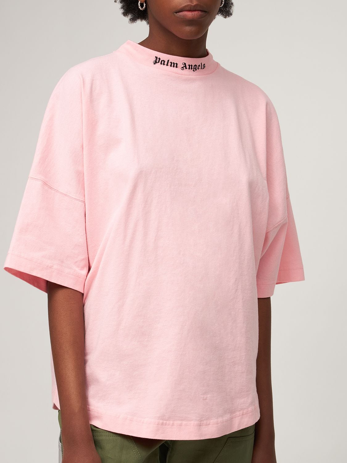 Palm Angels | Women Classic Logo Cotton Jersey T-Shirt Pink XS