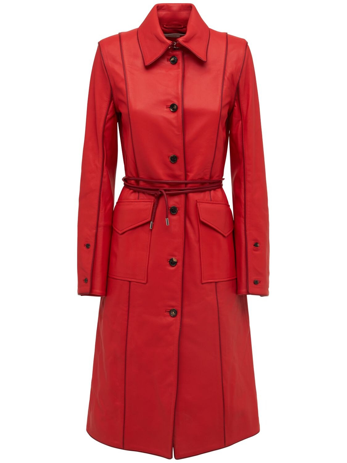 SAKS POTTS AMALIE LEATHER COAT W/PATCH POCKETS