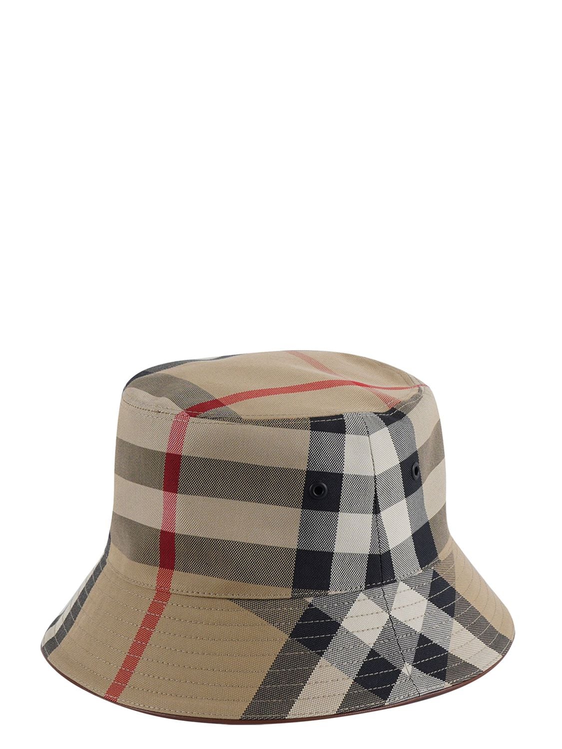 Shop Burberry Check Cotton Bucket Hat In Archive Beige
