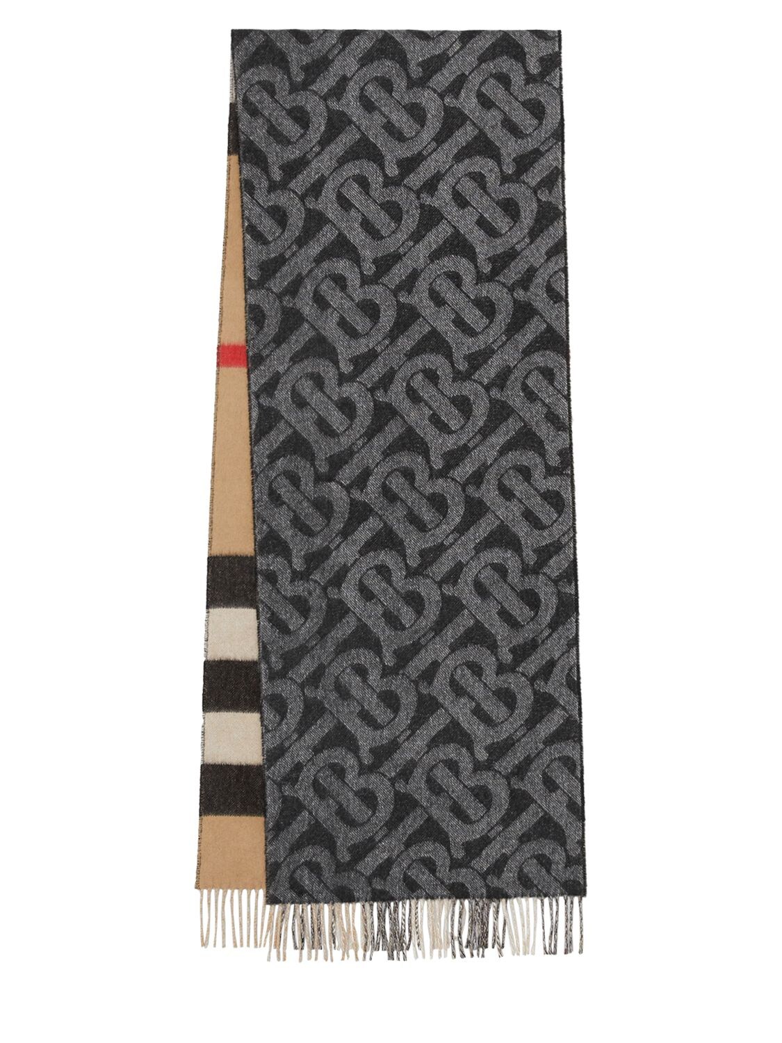 Burberry Reversible Check & Logo Cashmere Scarf In 黑色,白色 | ModeSens