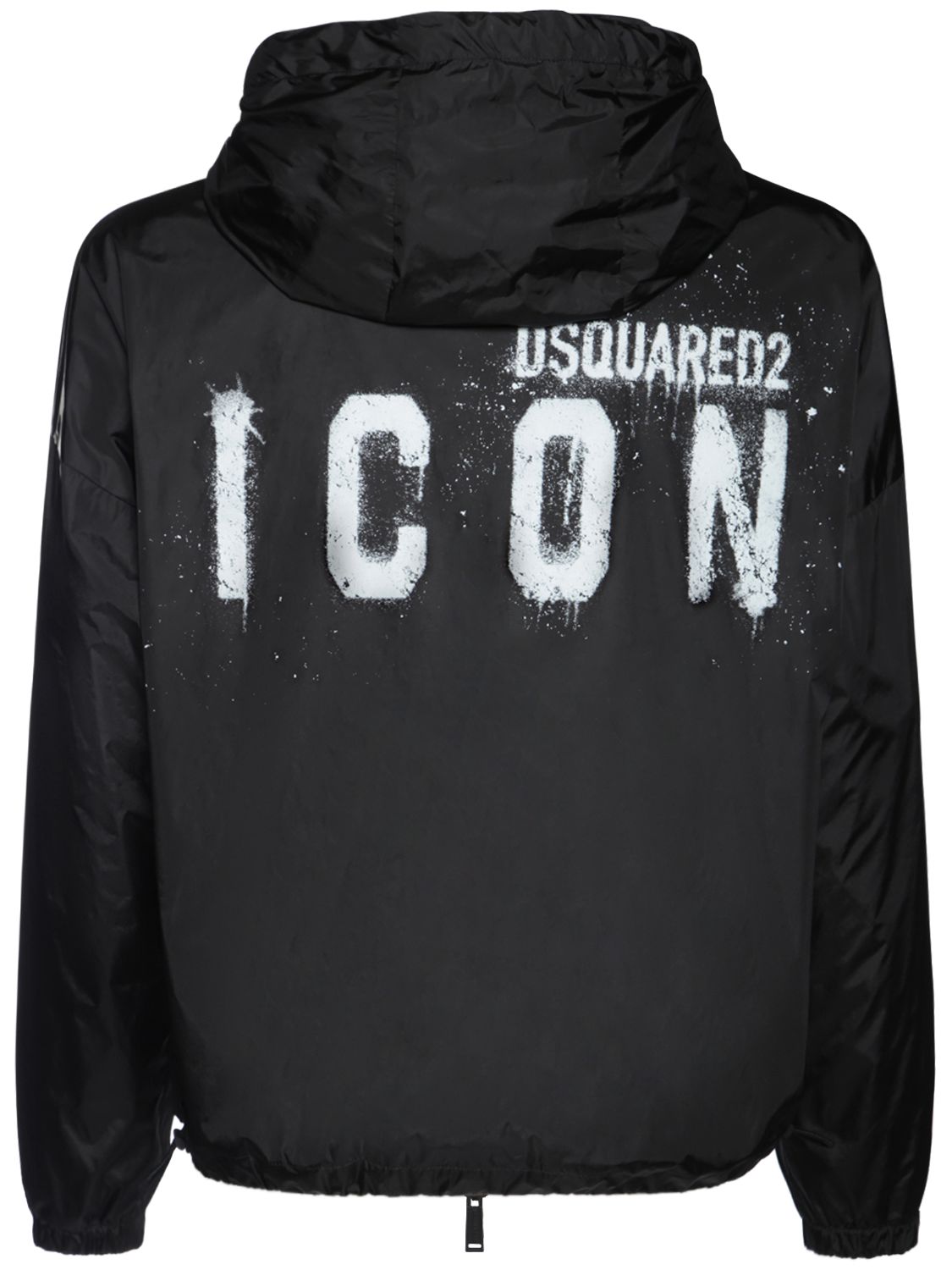 Dsquared2 Icon print nylon windbreaker jacket Black Luisaviaroma