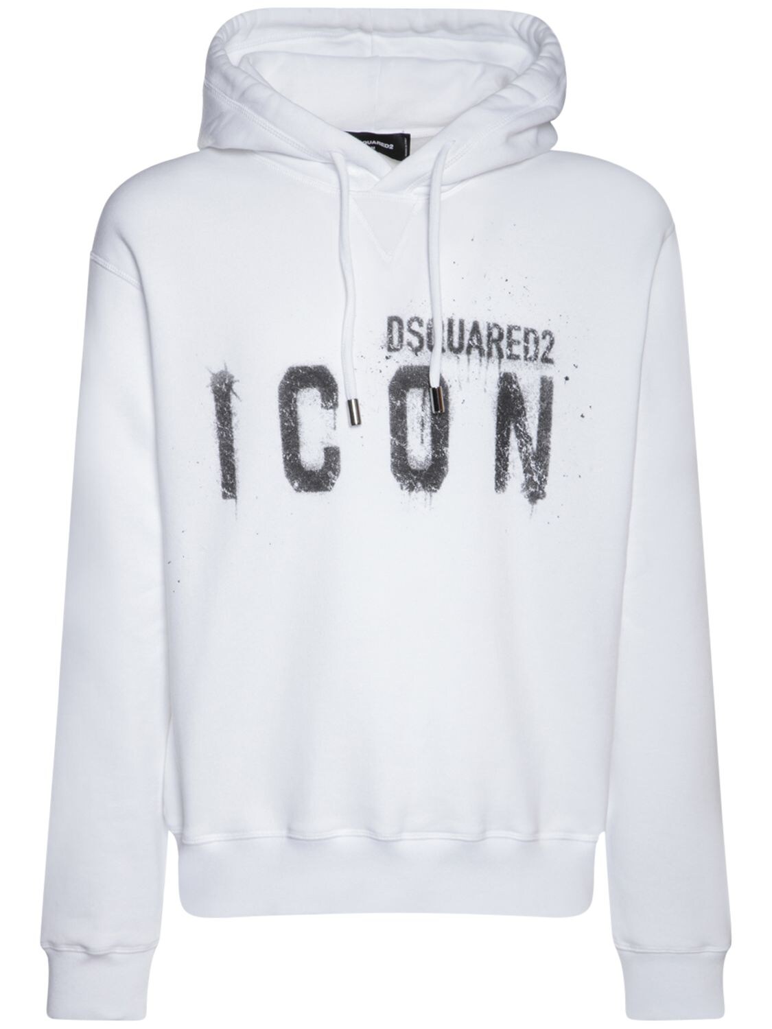DSQUARED2 ICON SPRAY PRINT COTTON JERSEY HOODIE,75IS3C023-MTAW0