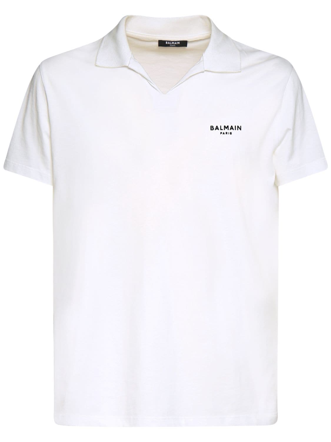 Flocked Logo Cotton Jersey Polo