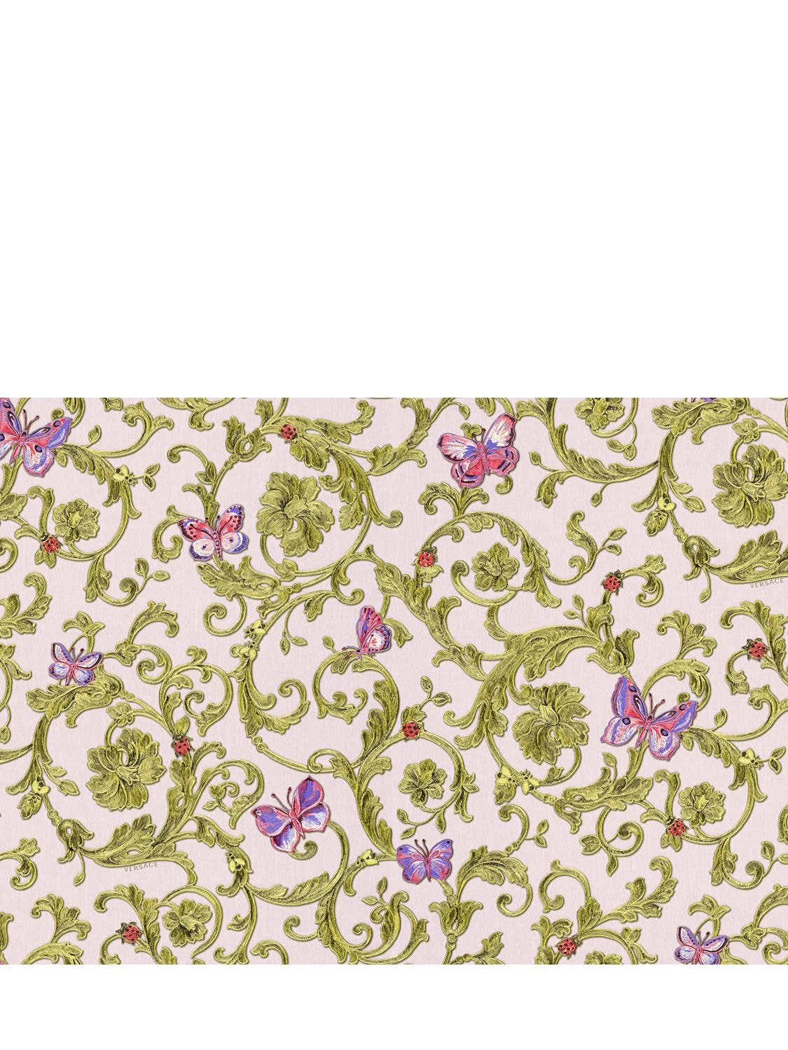 Versace Barocco Printed Wallpaper In Pink,multi