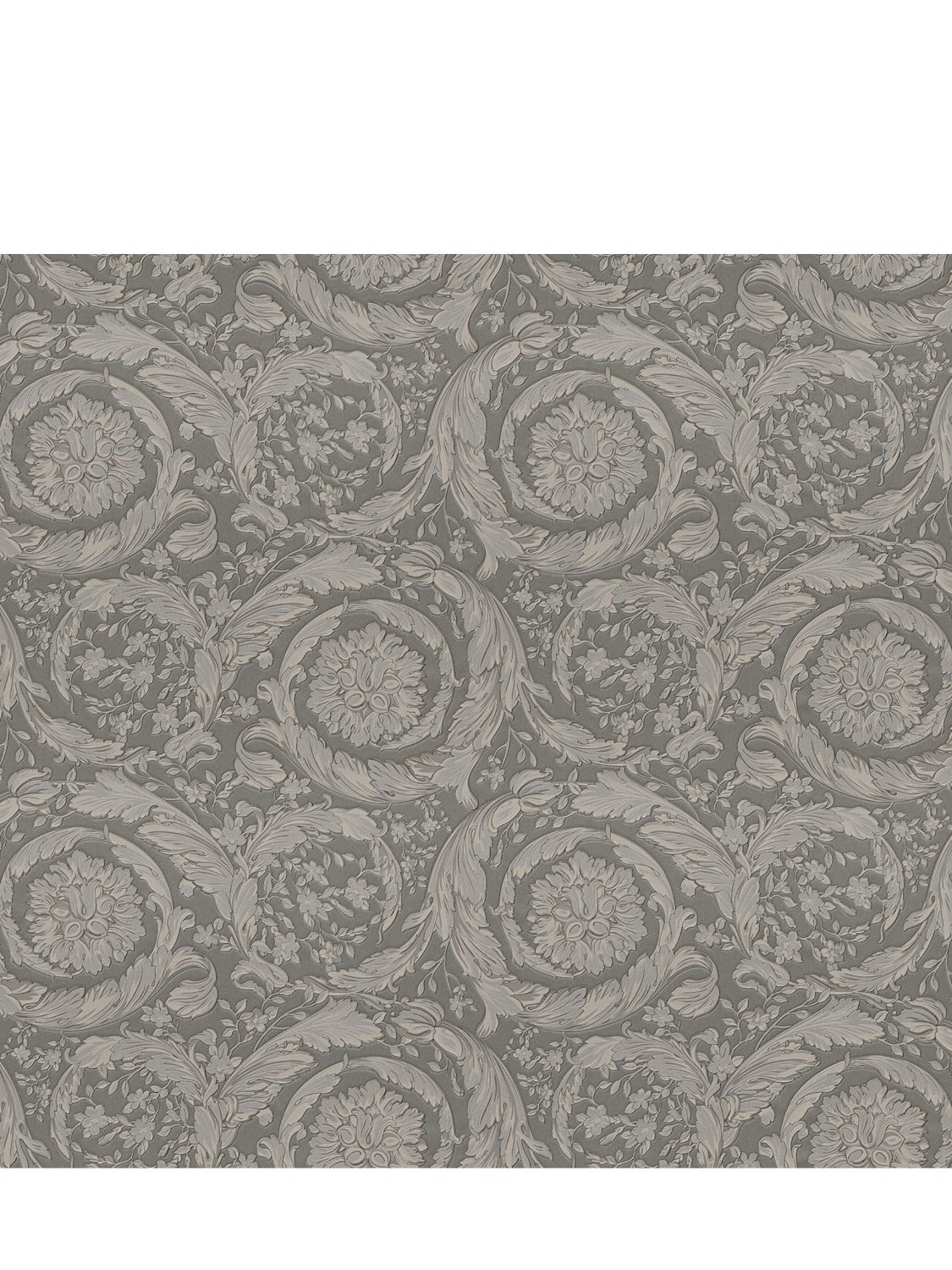 Versace Barocco Printed Wallpaper In Grey