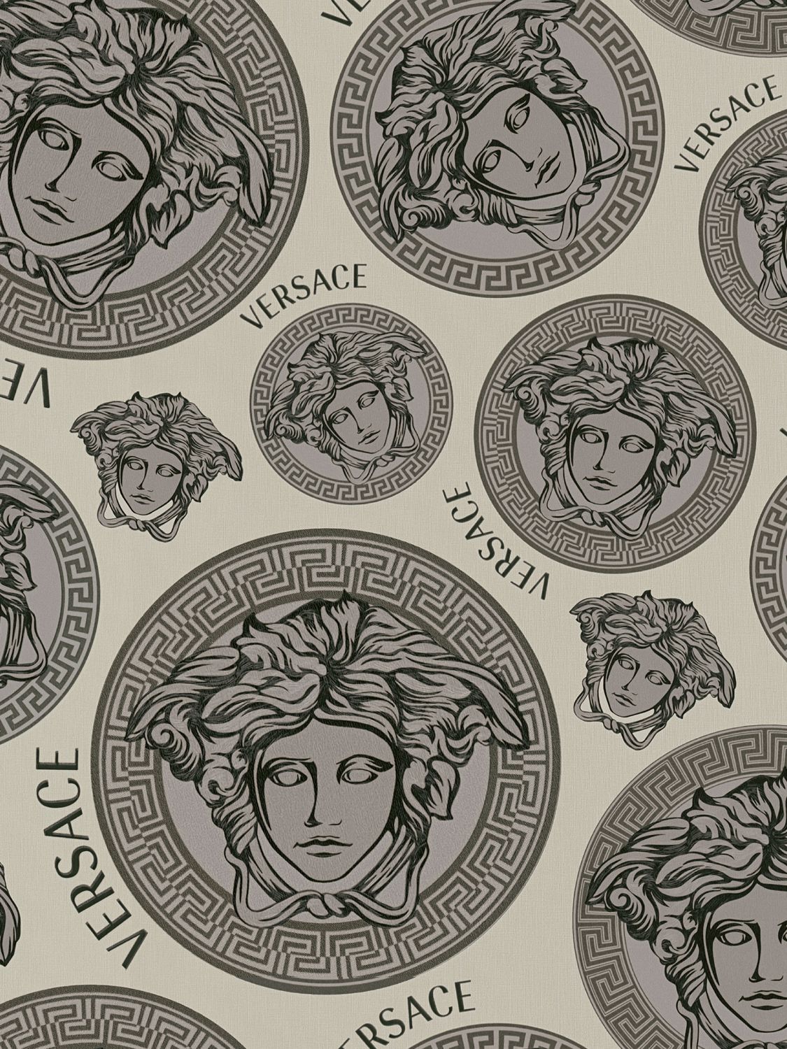 Shop Versace Medusa Printed Wallpaper In Grey
