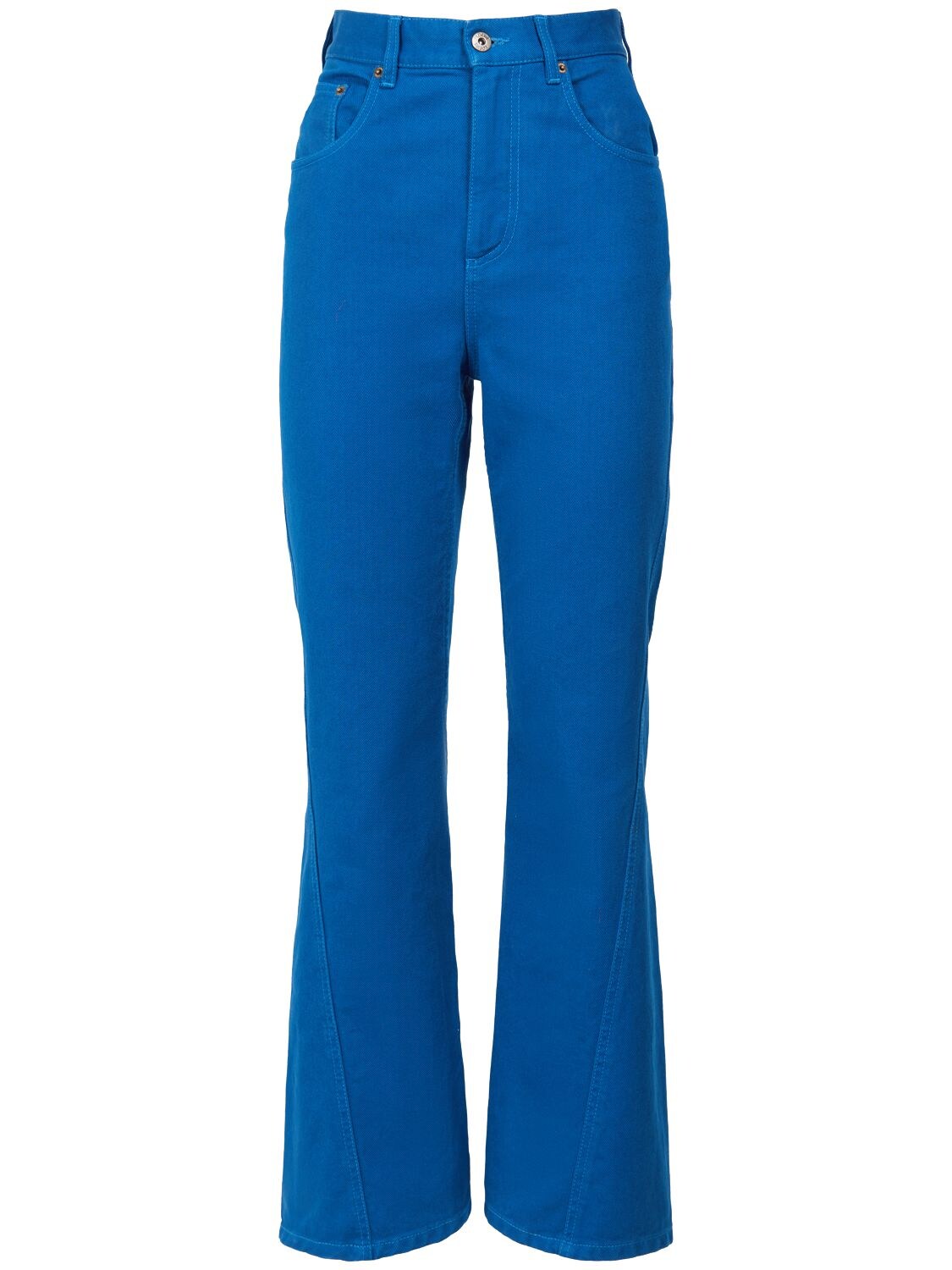 Loewe High Waist Cotton Denim Flared Jeans In Blue | ModeSens