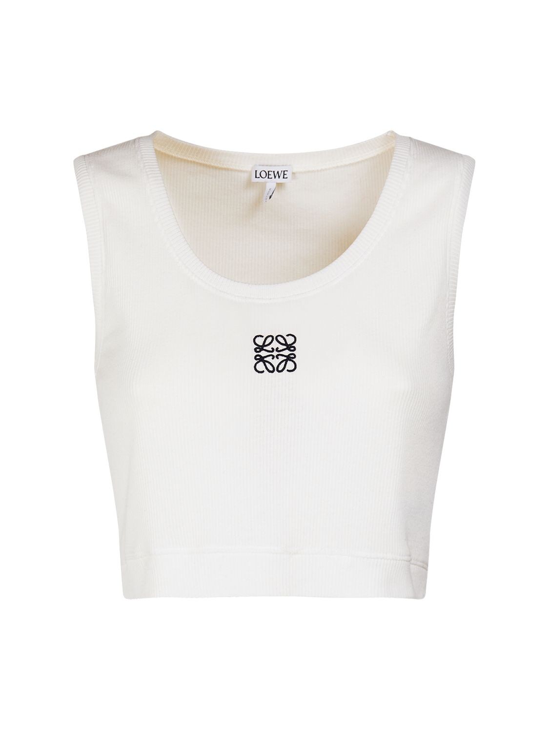 White Anagram-embroidered ribbed-jersey tank top