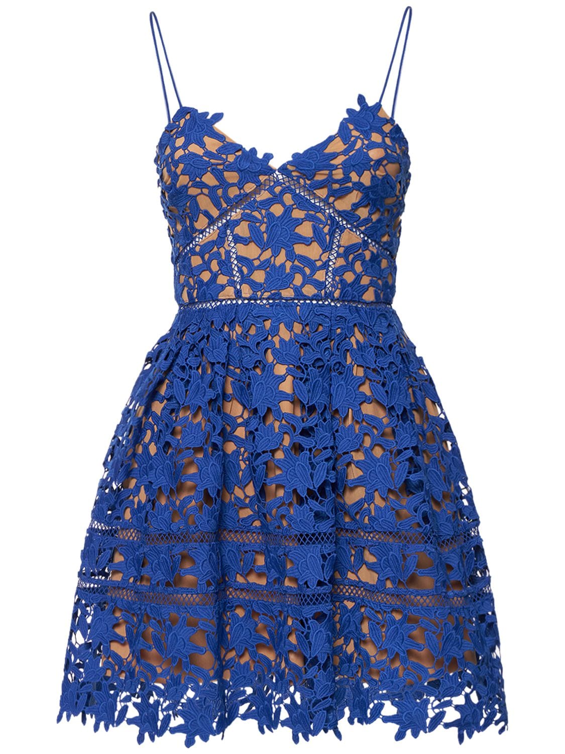 Self-portrait Azalea Lace Mini Dress In Blue | ModeSens