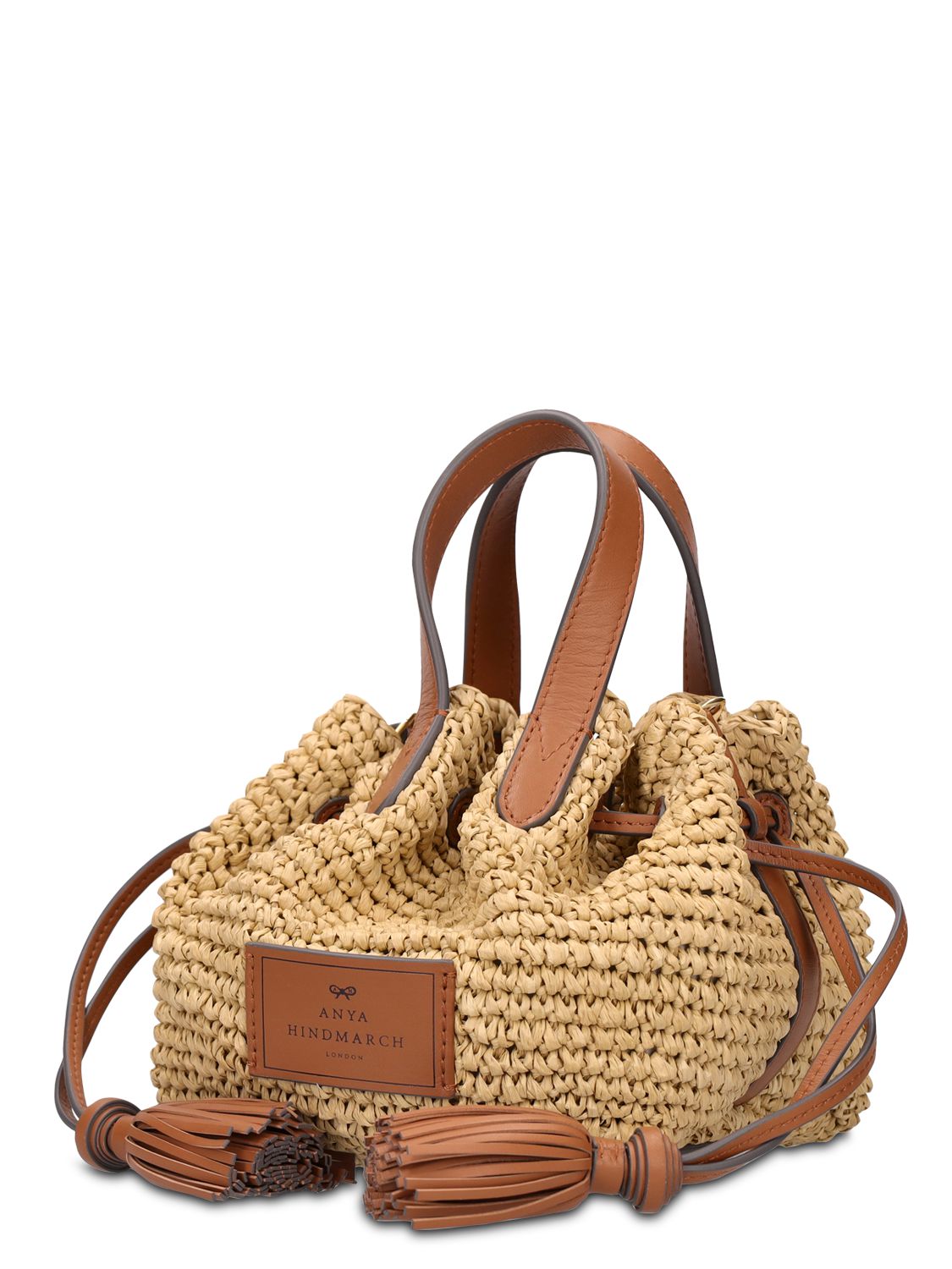 Anya Hindmarch Small Straw And Leather Top Handle Bag In Natural,chalk ModeSens
