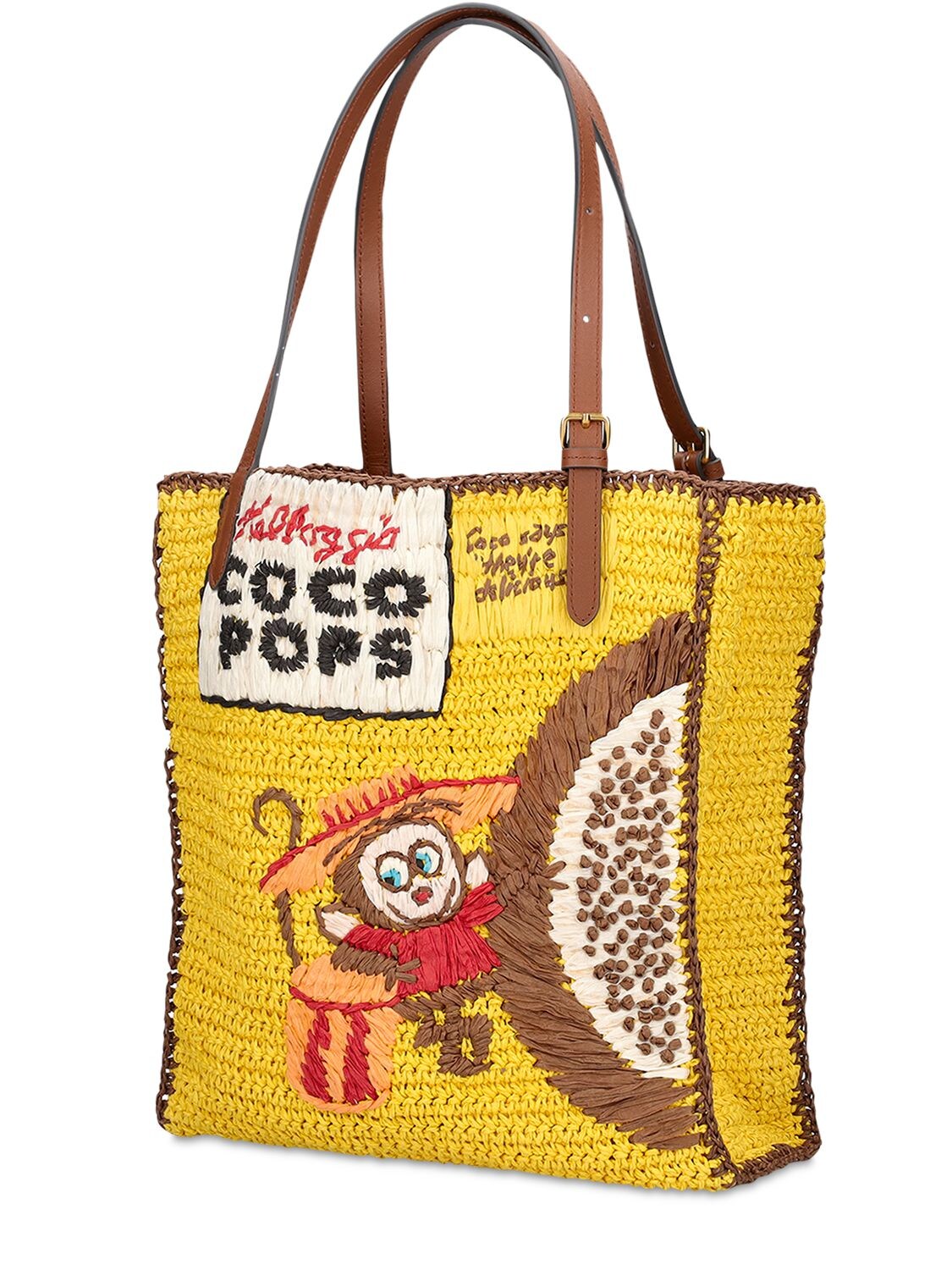 Anya Hindmarch Small Coco Pops Paper Raffia Tote Bag In Медовый