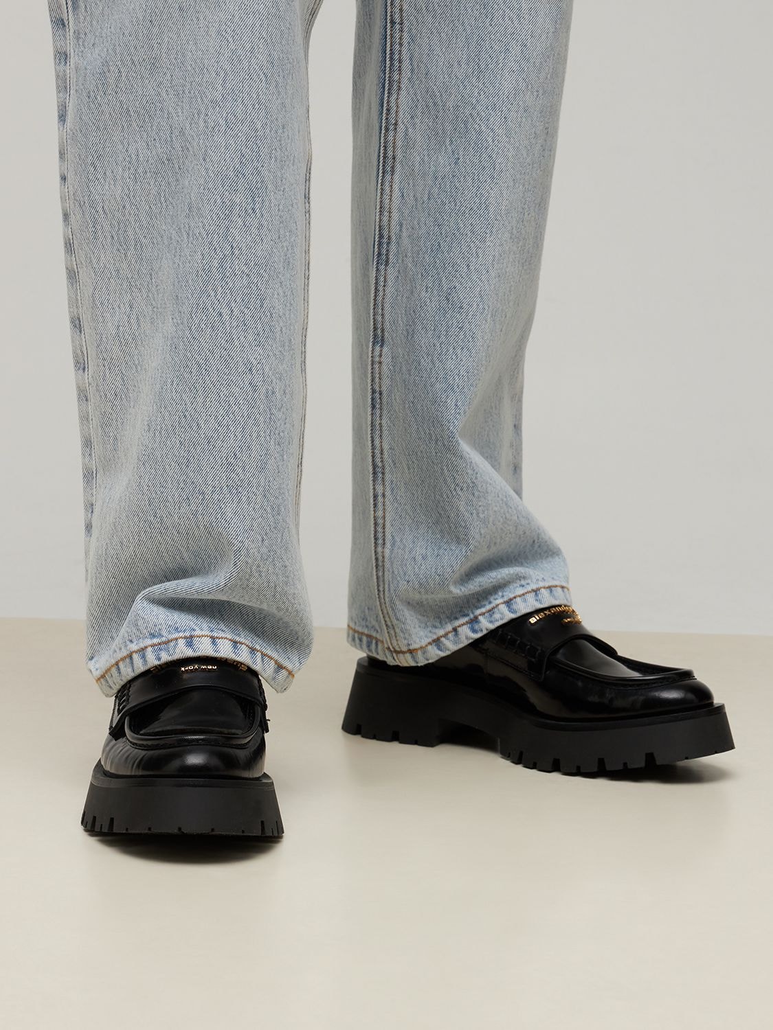 Shop Alexander Wang 45mm Carter Lug Patent Leather Loafers In Schwarz