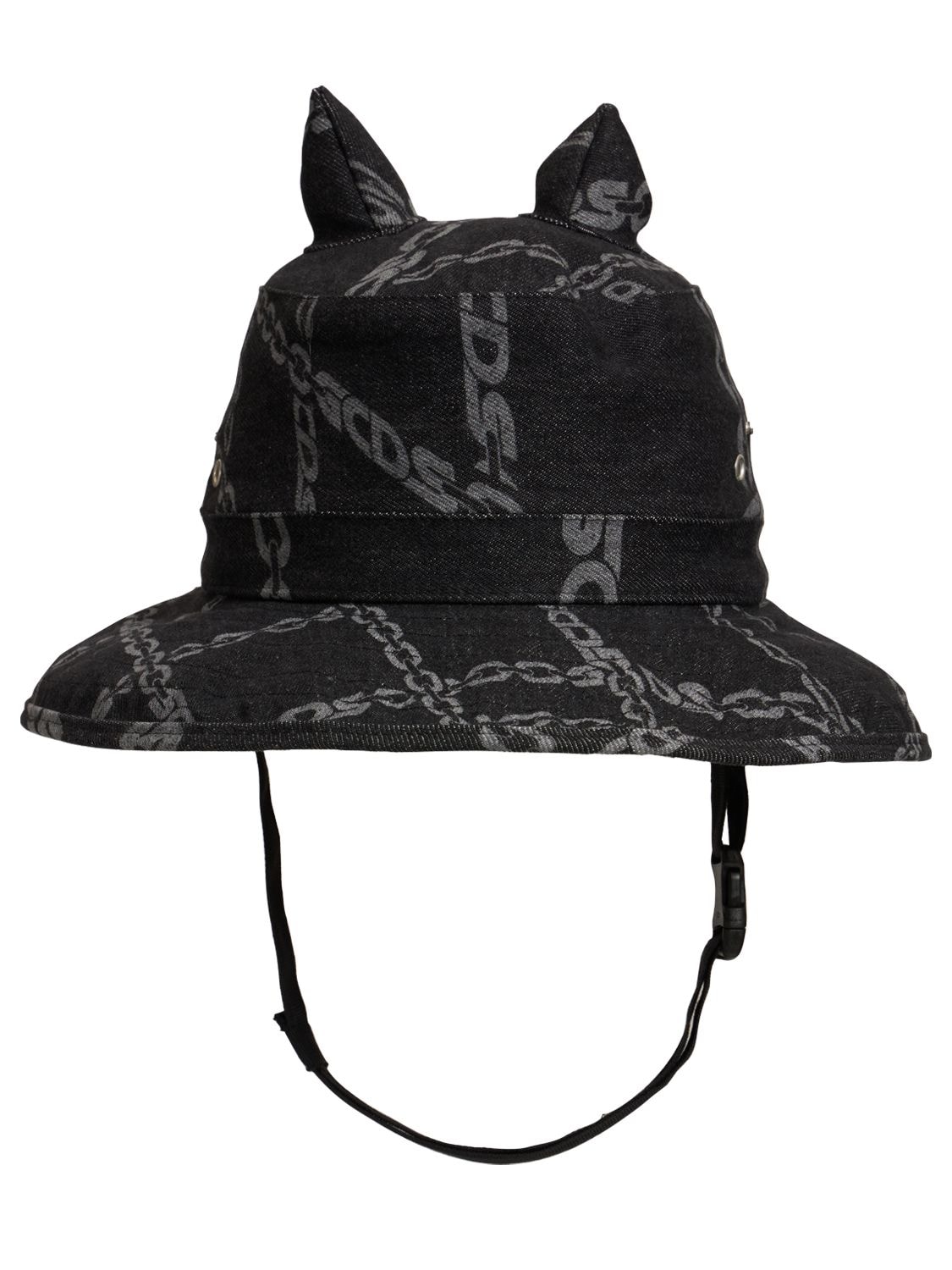Gcds Blurred Chain Denim Australian Hat In Black