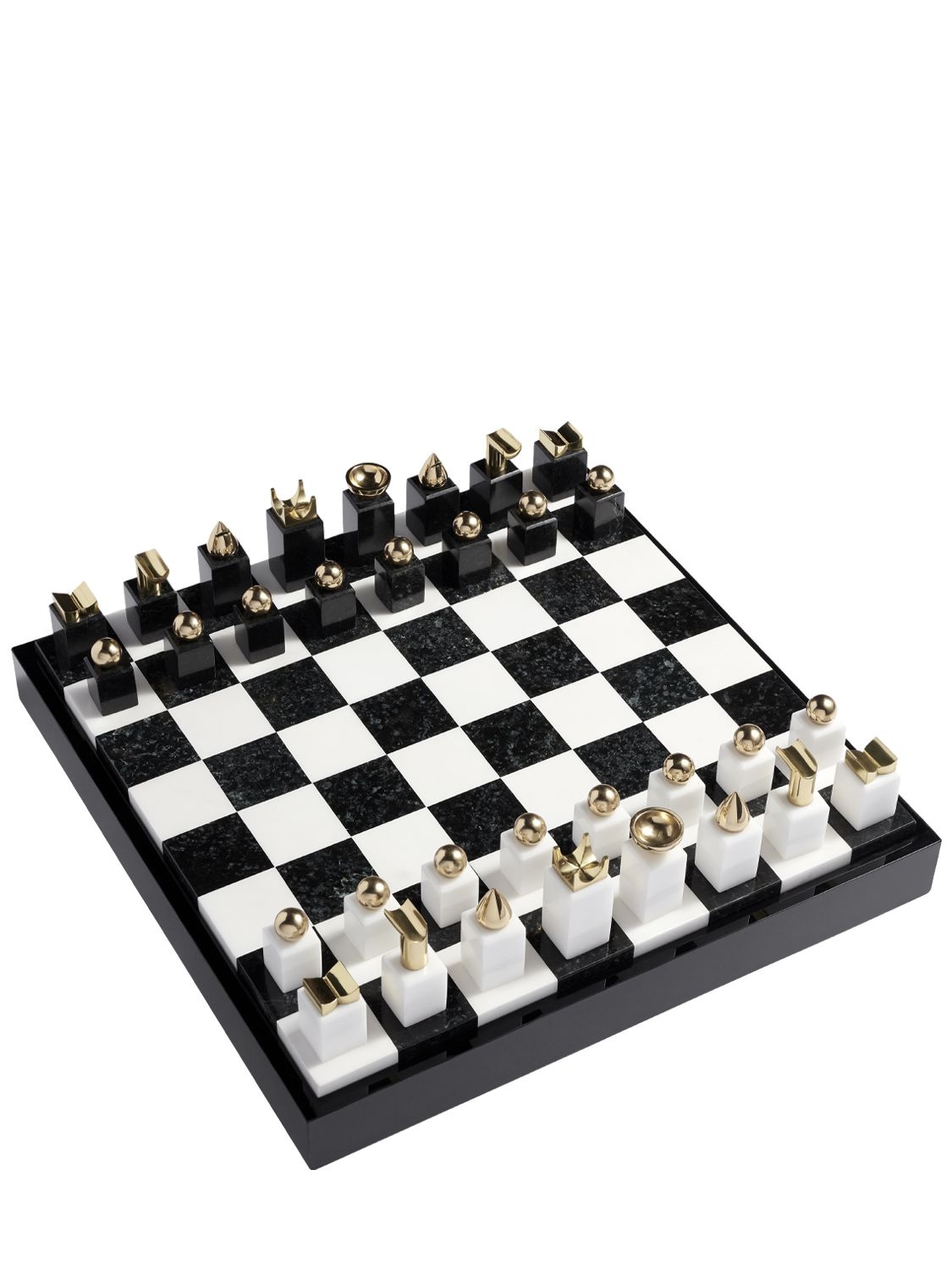 L'objet 24kt Gold Stone Chess Set In Black,white