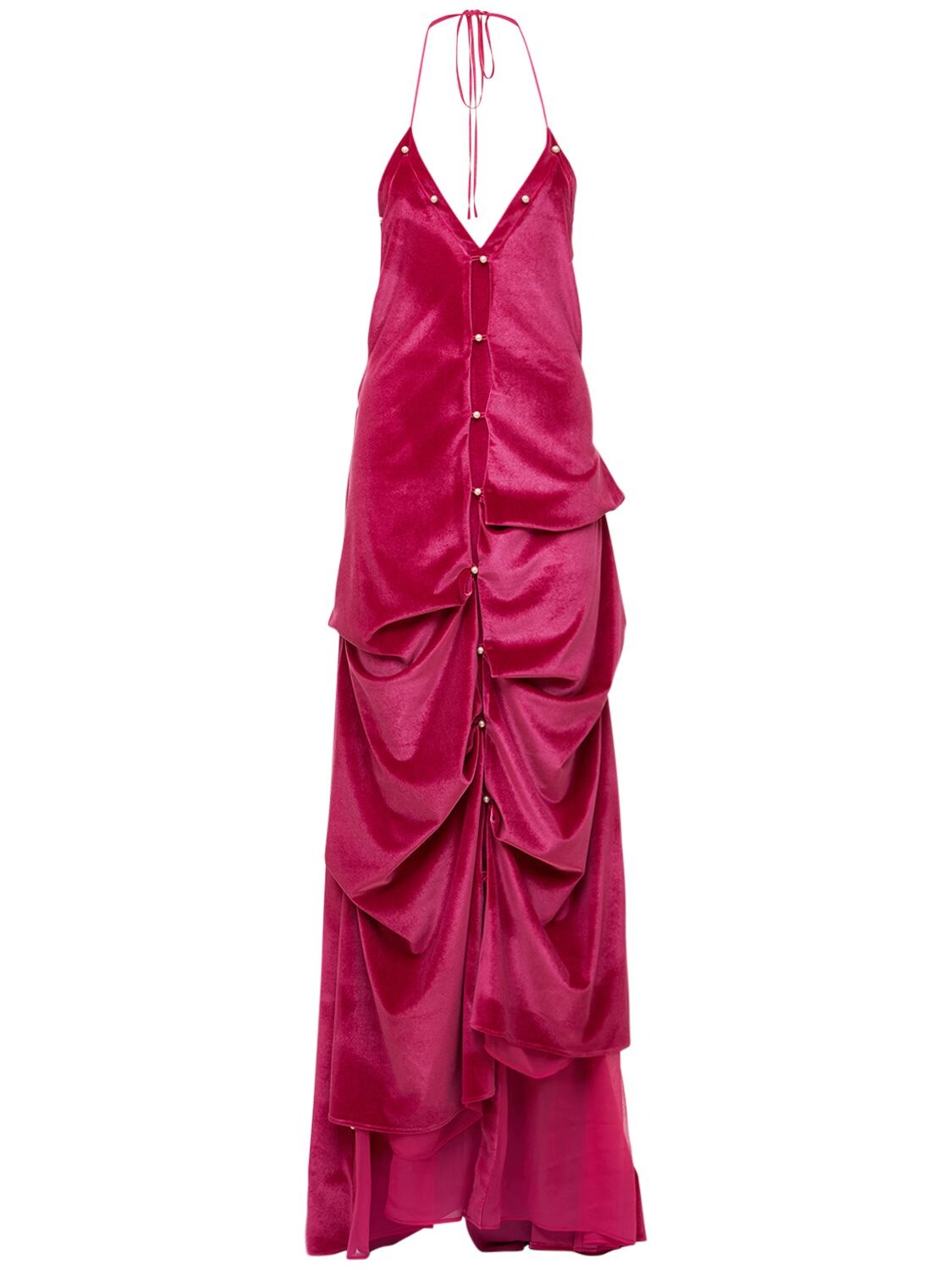 Lvr Exclusive Draped Velvet Halter Dress