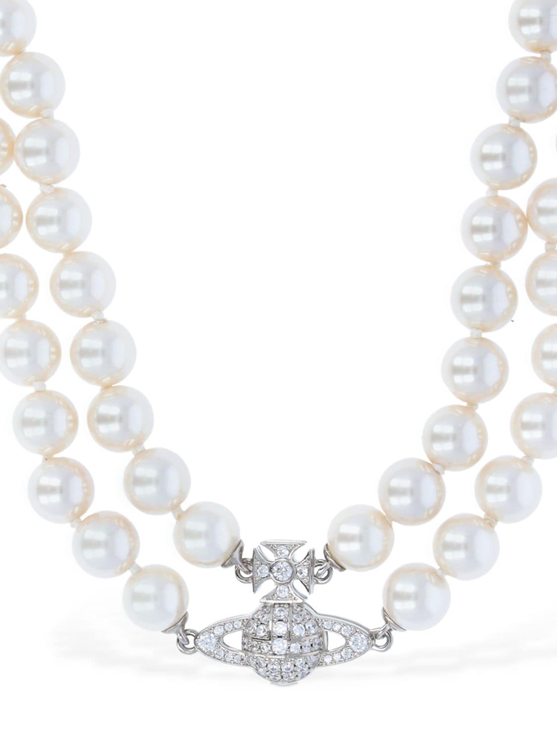 Vivienne Westwood Graziella双层人造珍珠choker In Silver