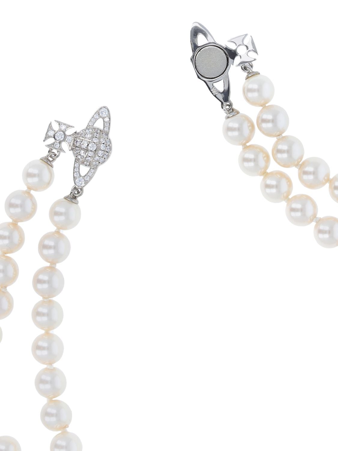 Shop Vivienne Westwood Graziella Two Row Imitation Pearl Choker In Cream,silver