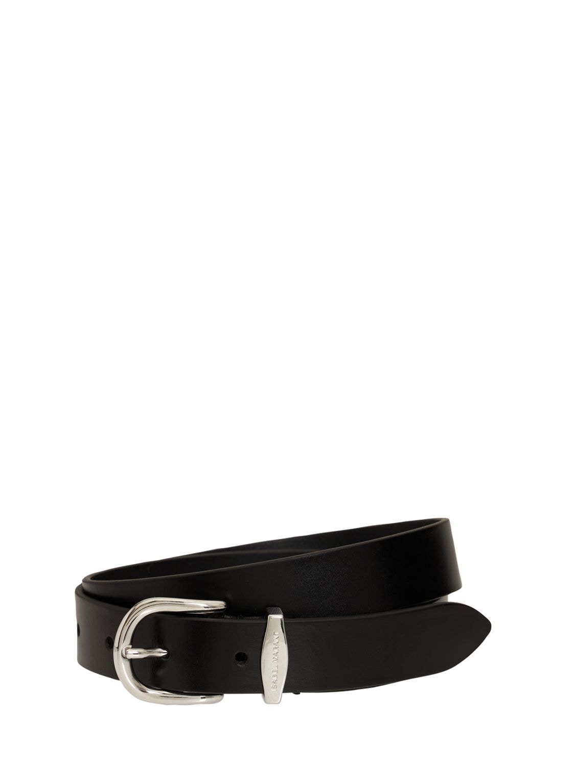 Shop Isabel Marant Zadd Leather Belt In 黑色,银色