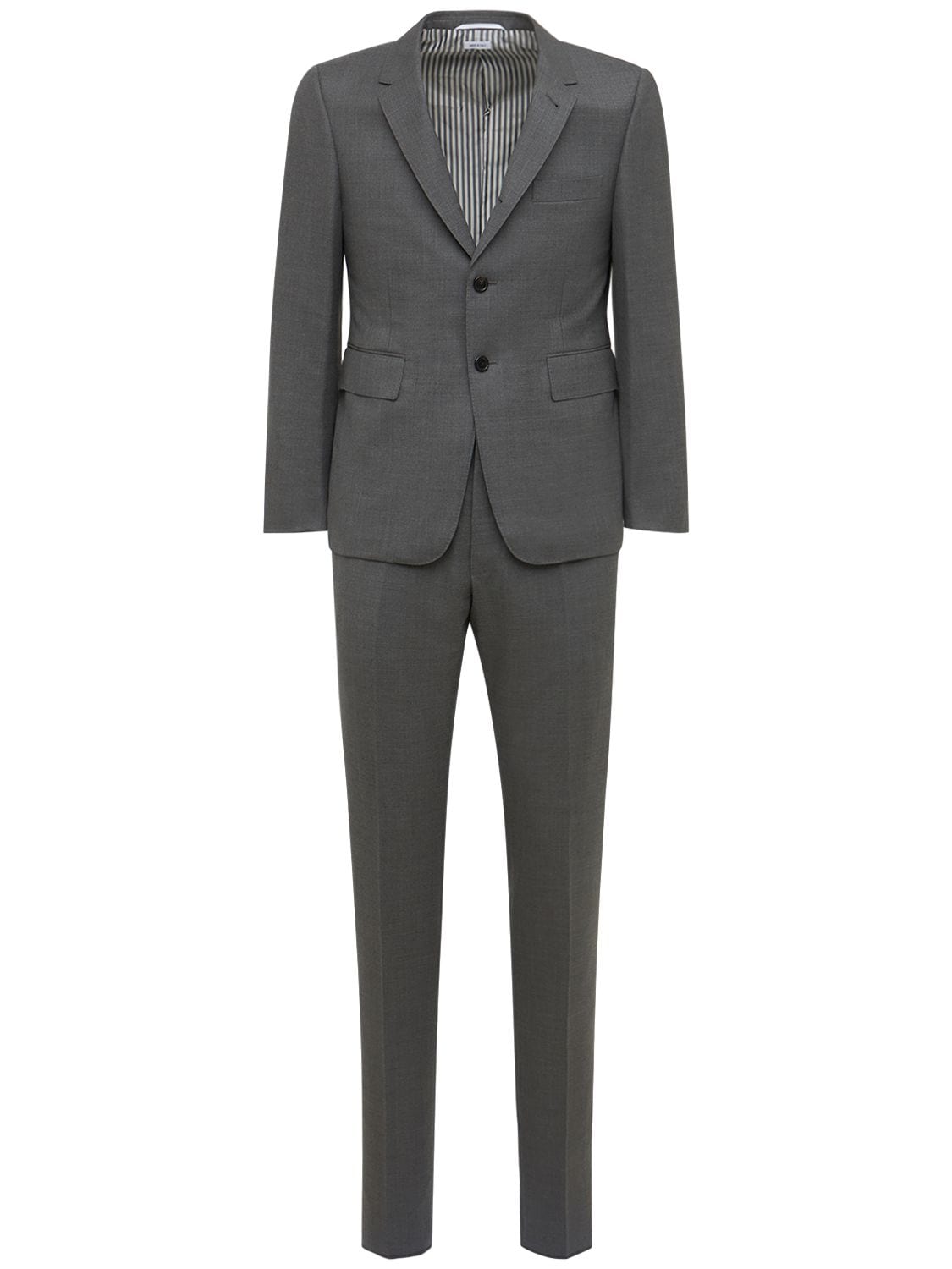 Shop Thom Browne Light Wool Gabardine Suit In Med Grey
