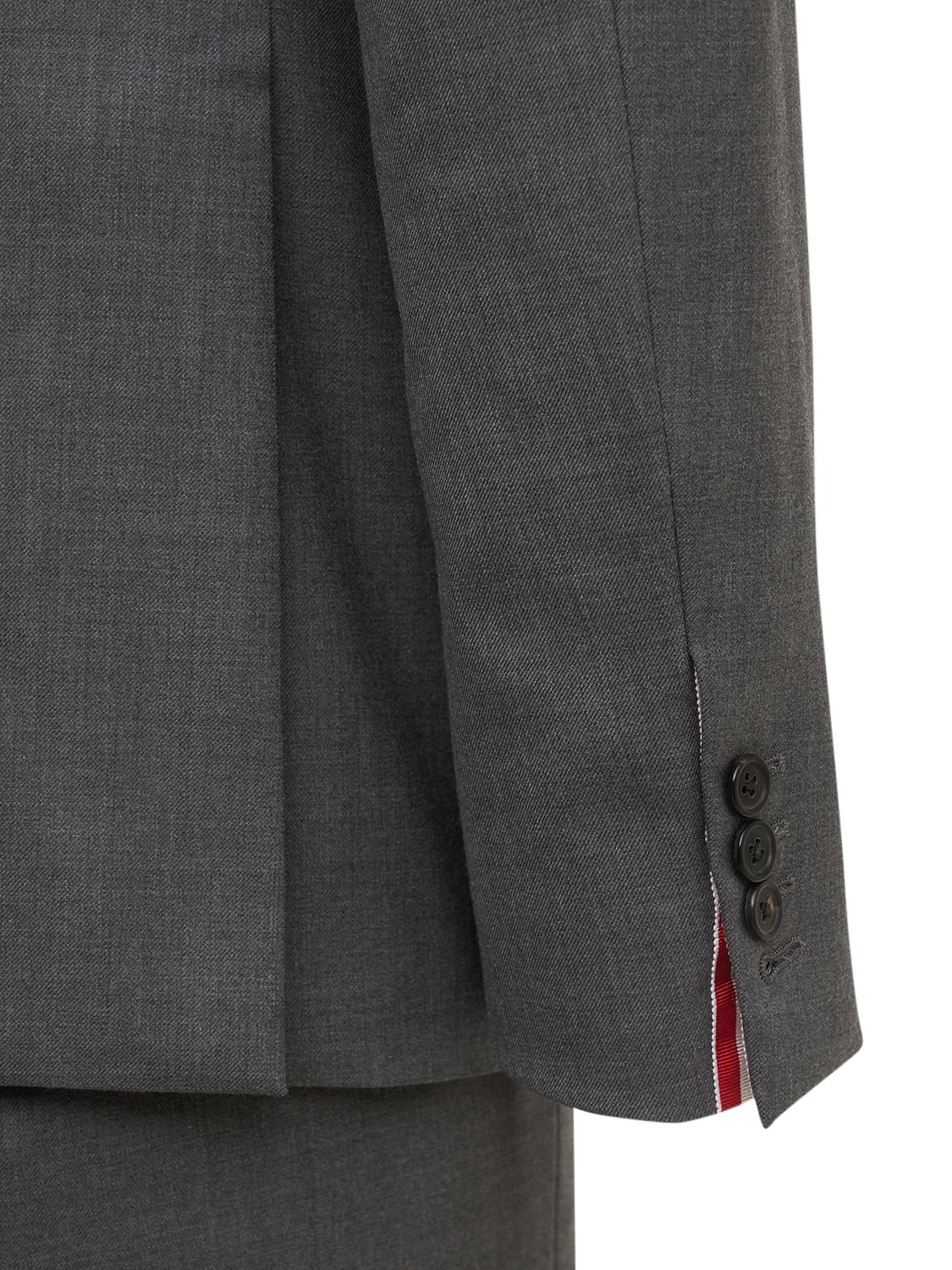 Shop Thom Browne Light Wool Gabardine Suit In Med Grey