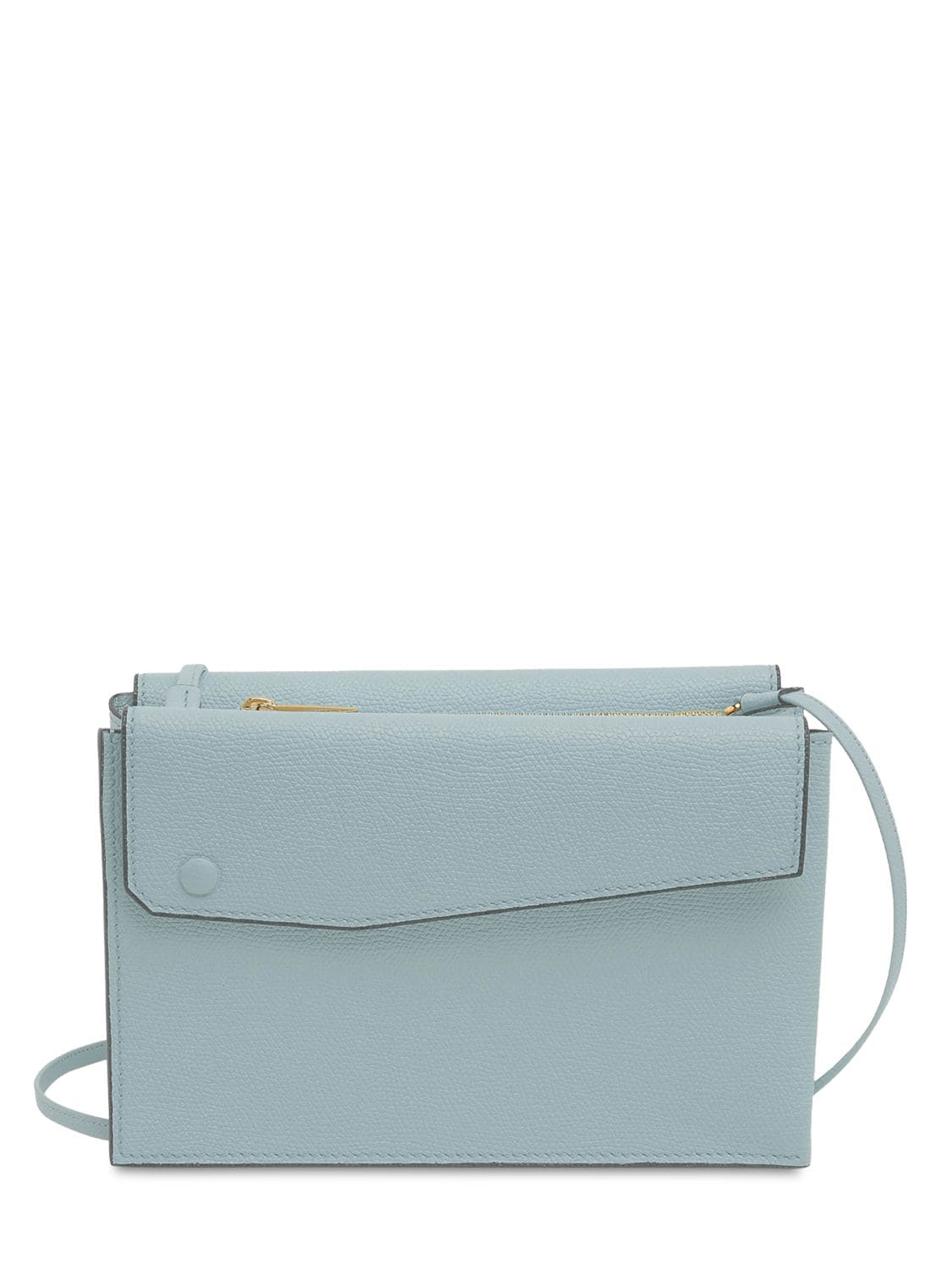 Valextra Trio Grained Leather Crossbody Bag In Polvere
