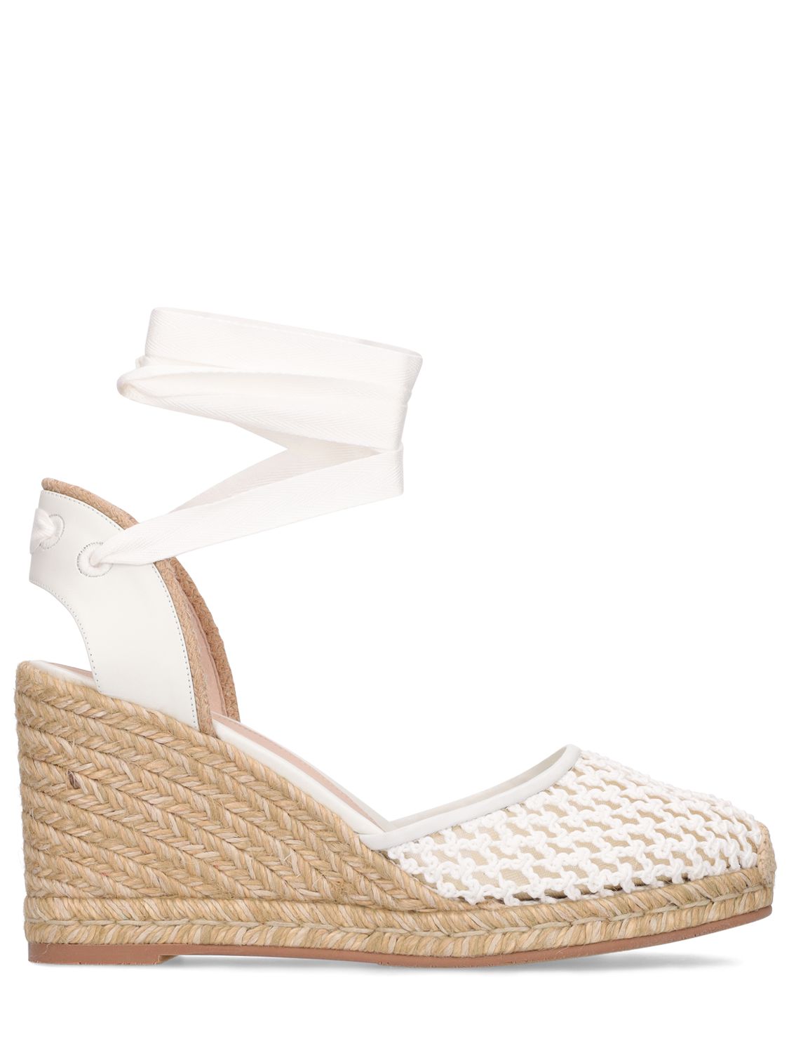 Stuart Weitzman 75mm Marguerita Mesh Espadrilles Wedges In White