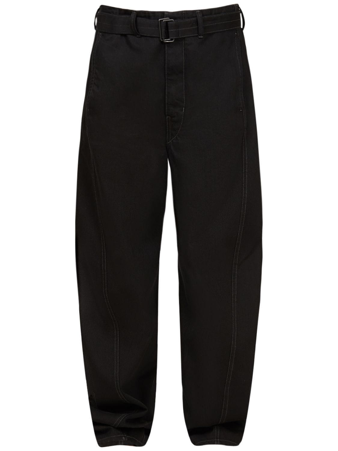 Lemaire - Twisted belted cotton wide pants - Black | Luisaviaroma