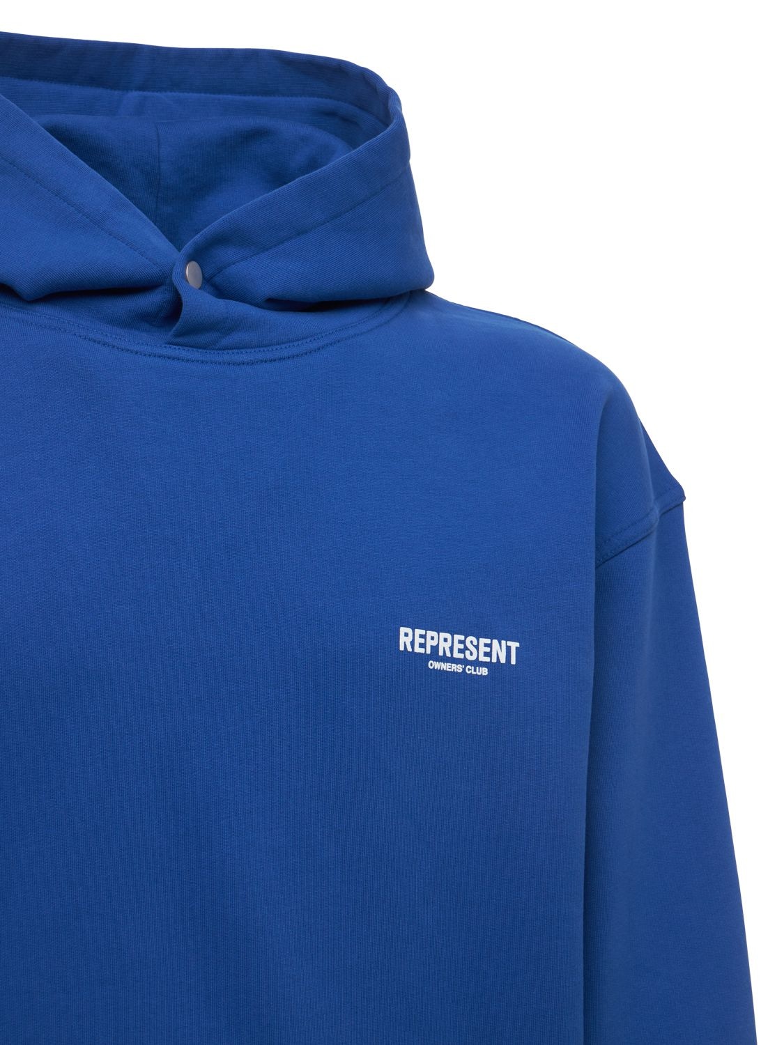 Shop Represent Owners Club Logo Cotton Hoodie In Blue