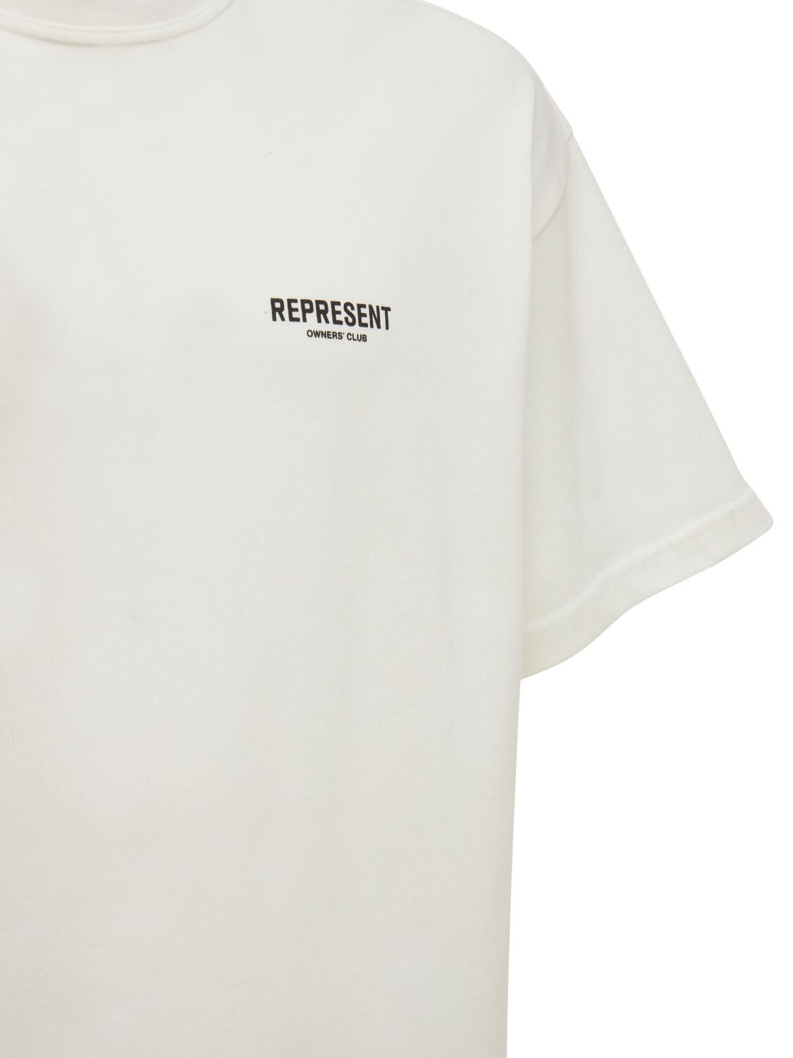Shop Represent Owners Club Logo Cotton T-shirt In Flat White