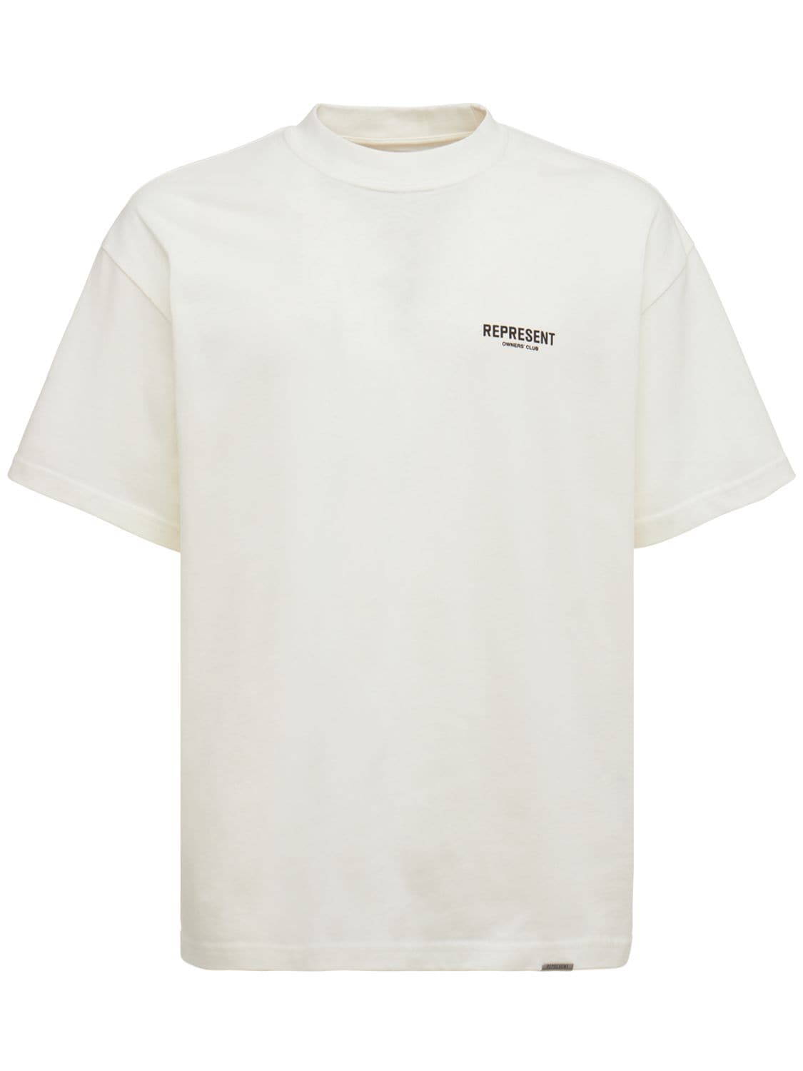 Shop Represent Owners Club Logo Cotton T-shirt In Flat White