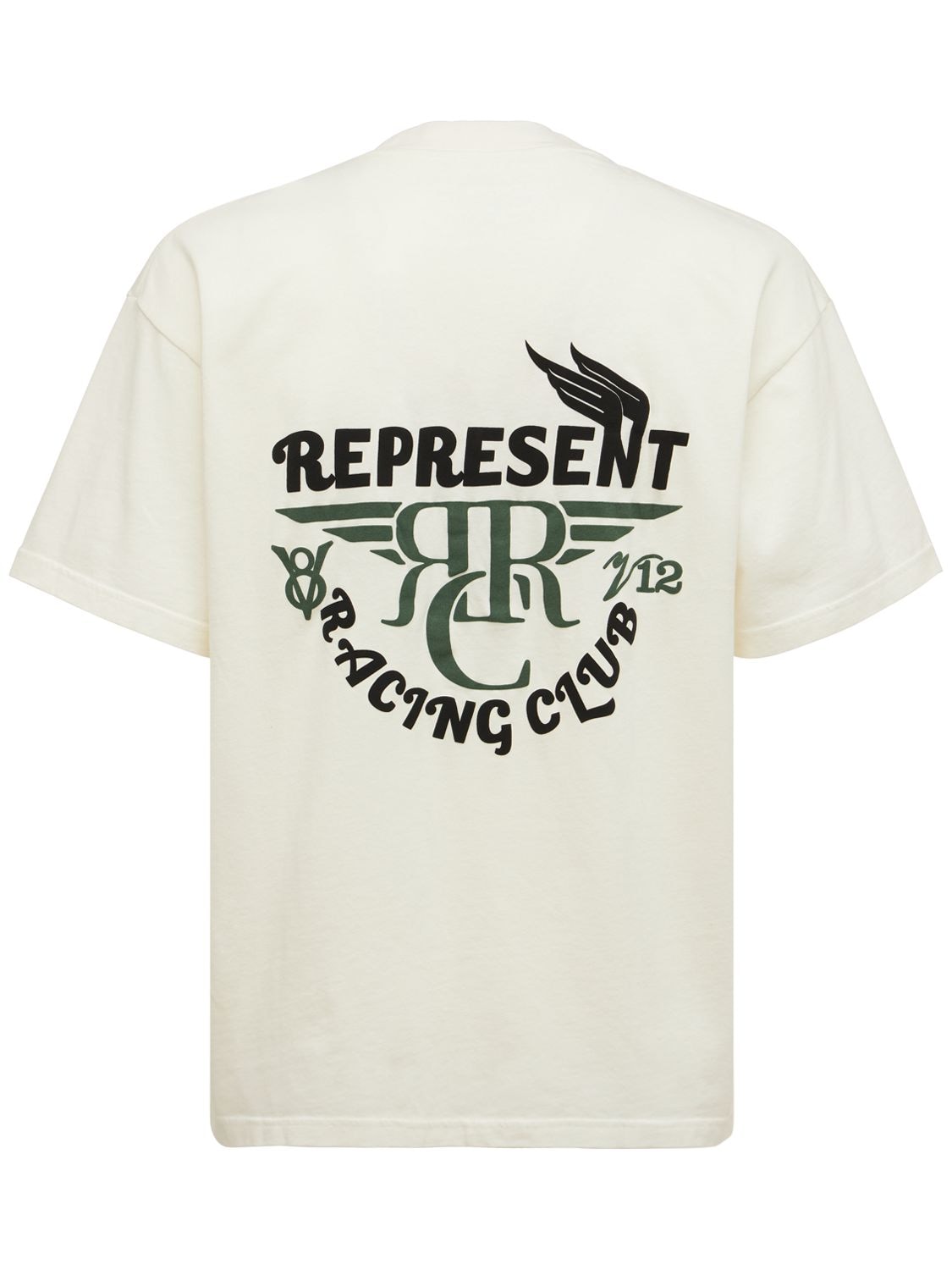 Represent - Racing club logo cotton t-shirt - Flat White | Luisaviaroma