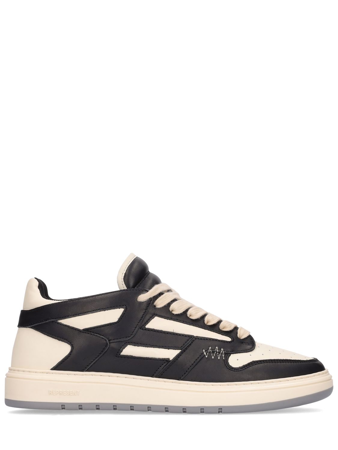 Represent Reptor Low Leather Sneakers In Black,white
