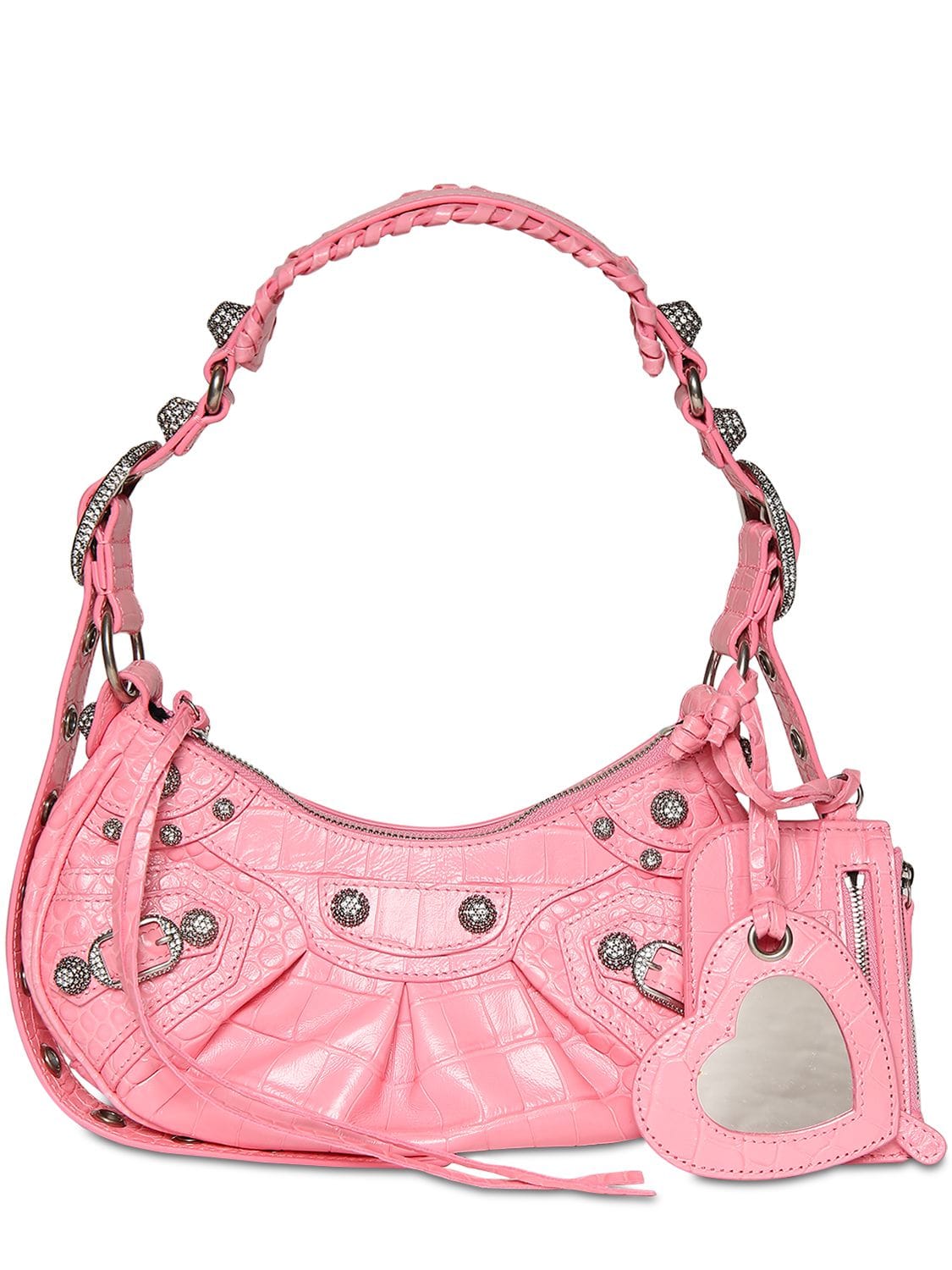 Balenciaga Xs Le Cagole Embossed Leather Bag In Sweet Pink