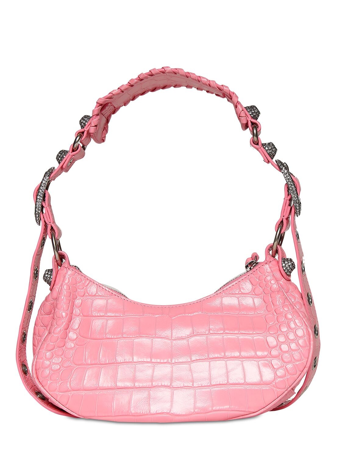 Shop Balenciaga Xs Le Cagole Embossed Leather Bag In Sweet Pink
