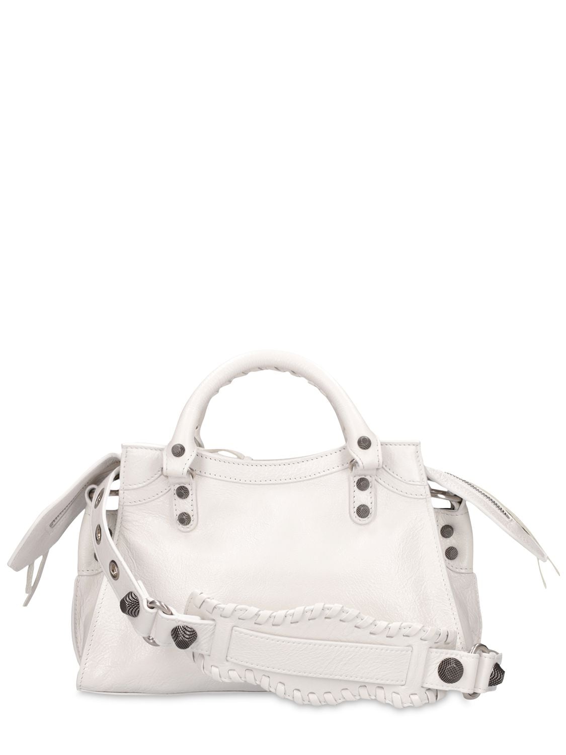 Shop Balenciaga Xs Neo Cagole Leather Shoulder Bag In Белый