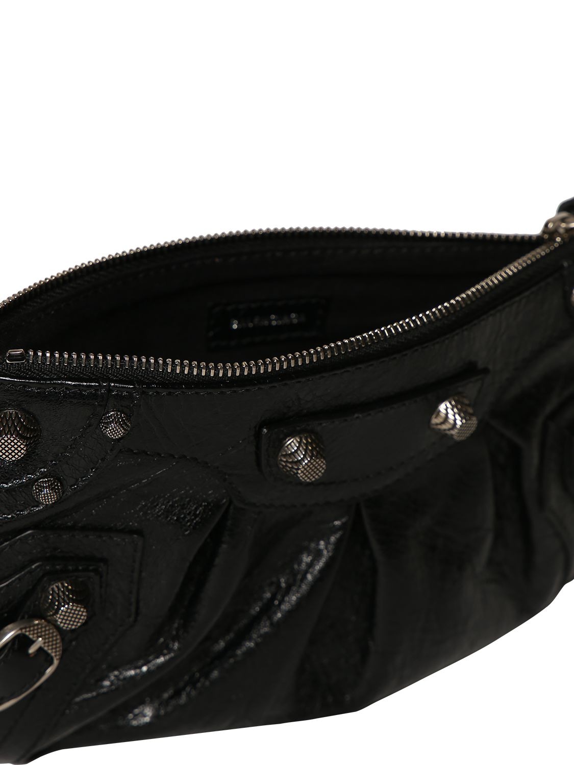 Shop Balenciaga Mini Le Cagole Leather Clutch In Black