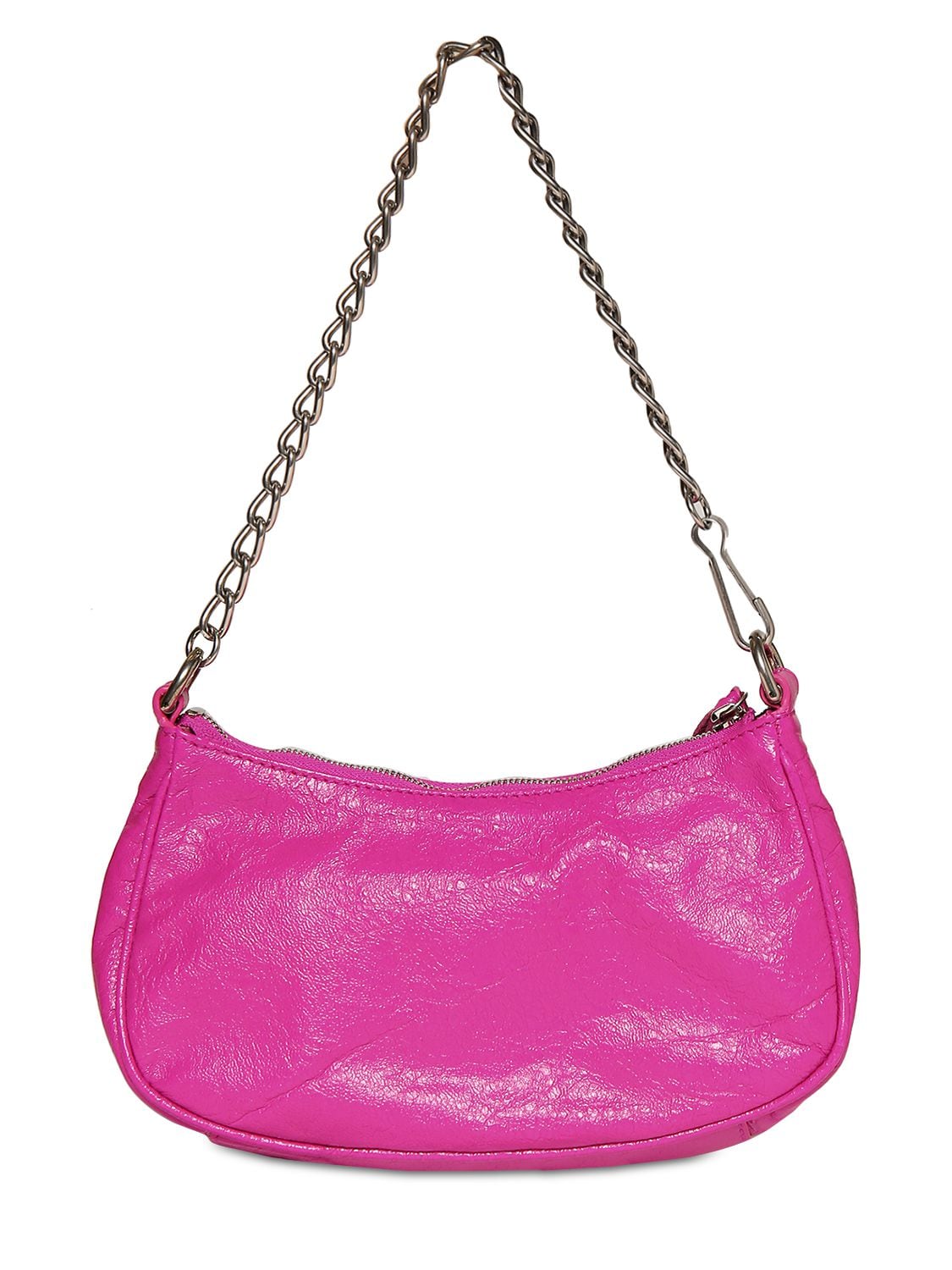 Le Cagole Mini Leather Shoulder Bag In Lipstick Pink