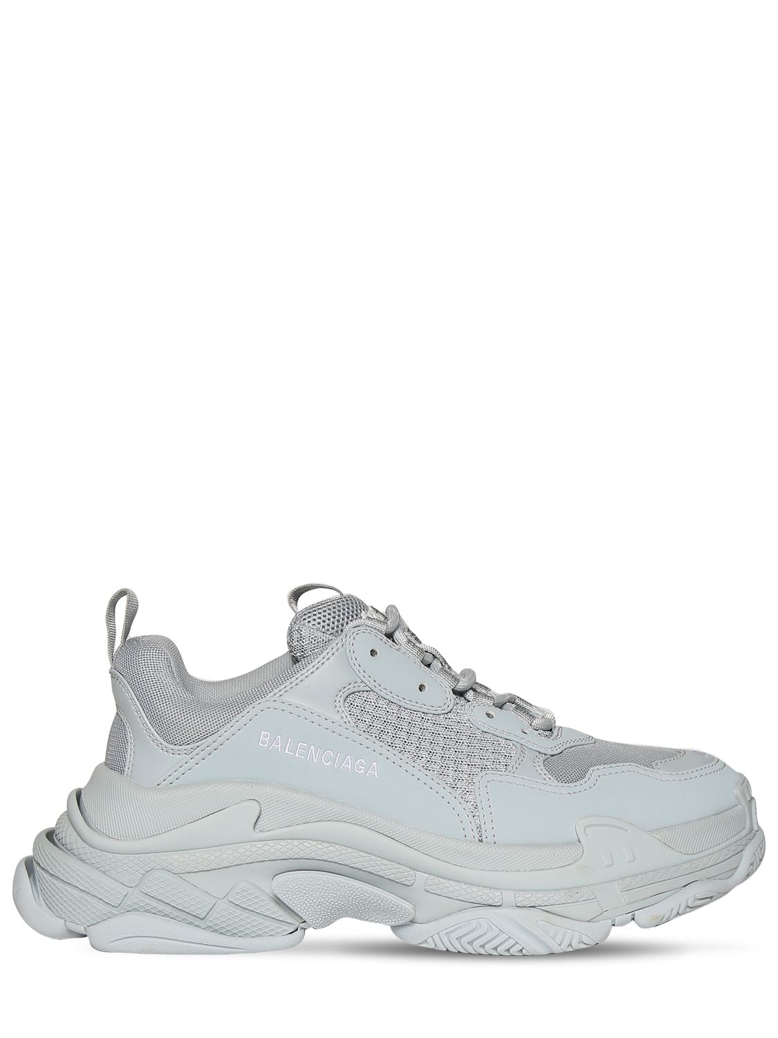 Balenciaga 60mm Triple S Faux Leather Trainers In Light Blue