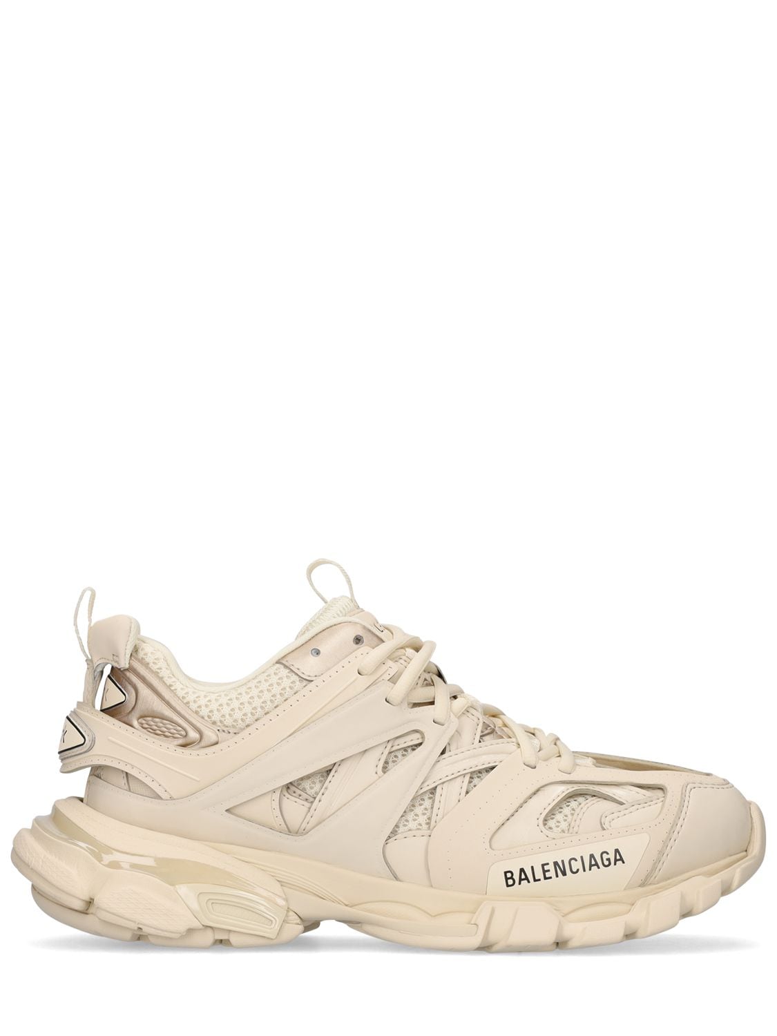 Balenciaga 30mm Track Faux Leather & Mesh Sneakers In Beige