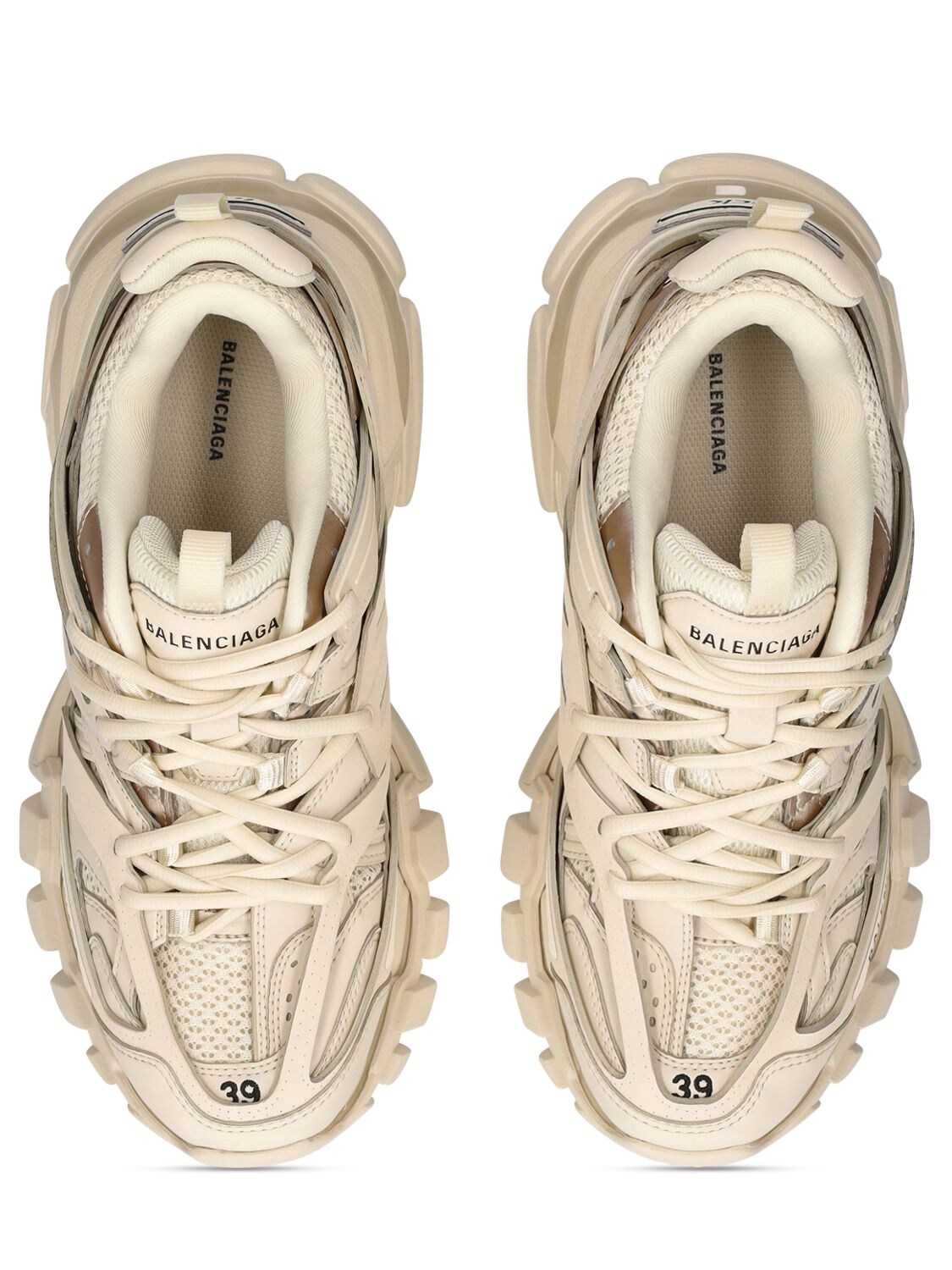 Shop Balenciaga 30mm Track Faux Leather & Mesh Sneakers In Beige