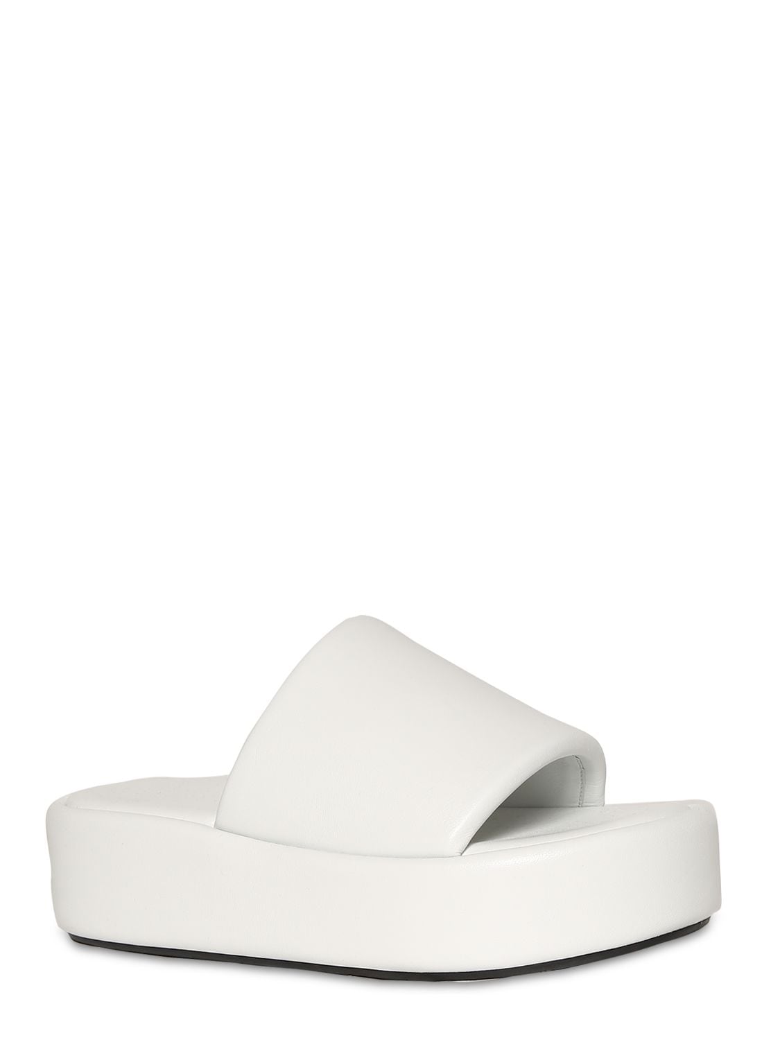 Shop Balenciaga 50mm Rise Leather Wedge Sandals In White