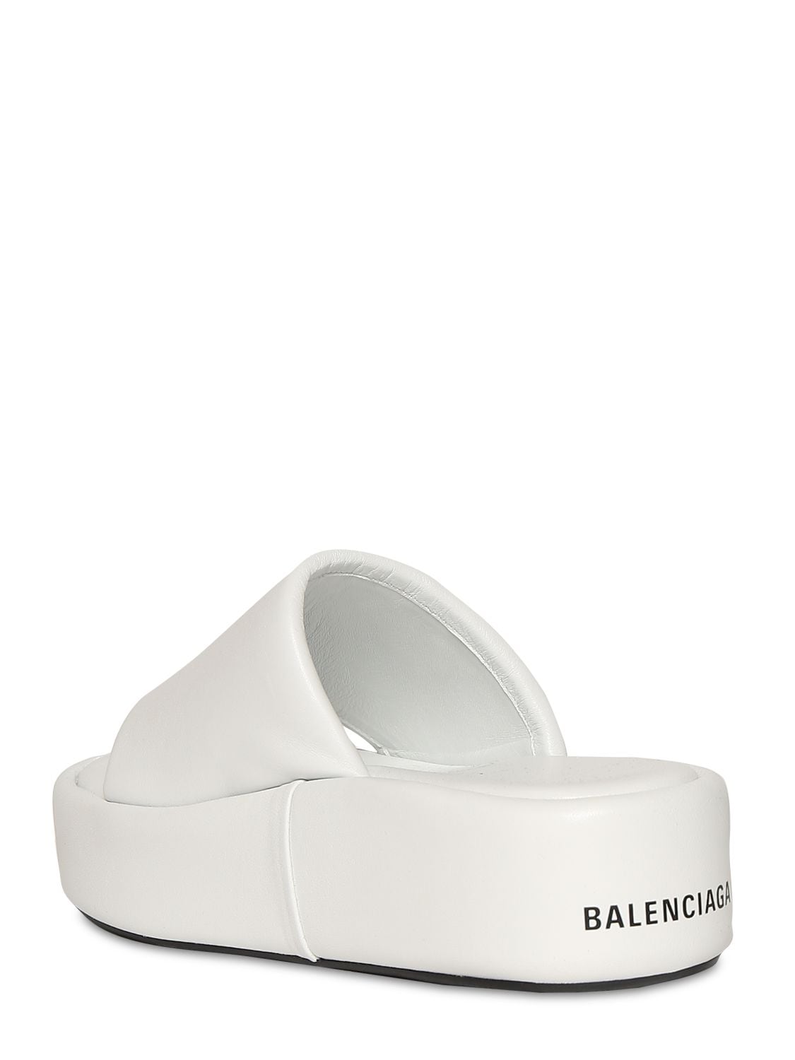 Shop Balenciaga 50mm Rise Leather Wedge Sandals In White