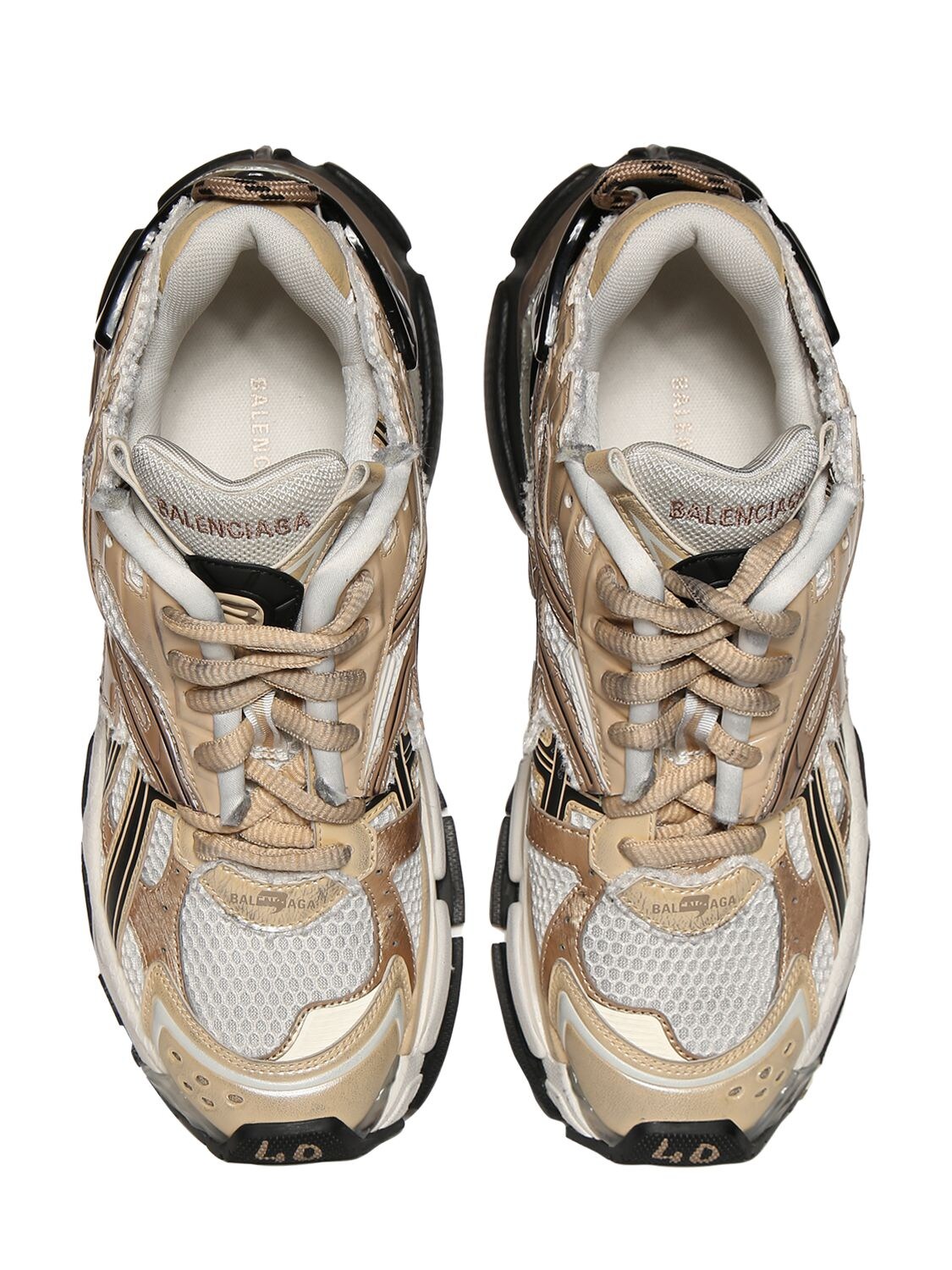 Shop Balenciaga 60mm Runner Faux Leather Sneakers In Beige,multi