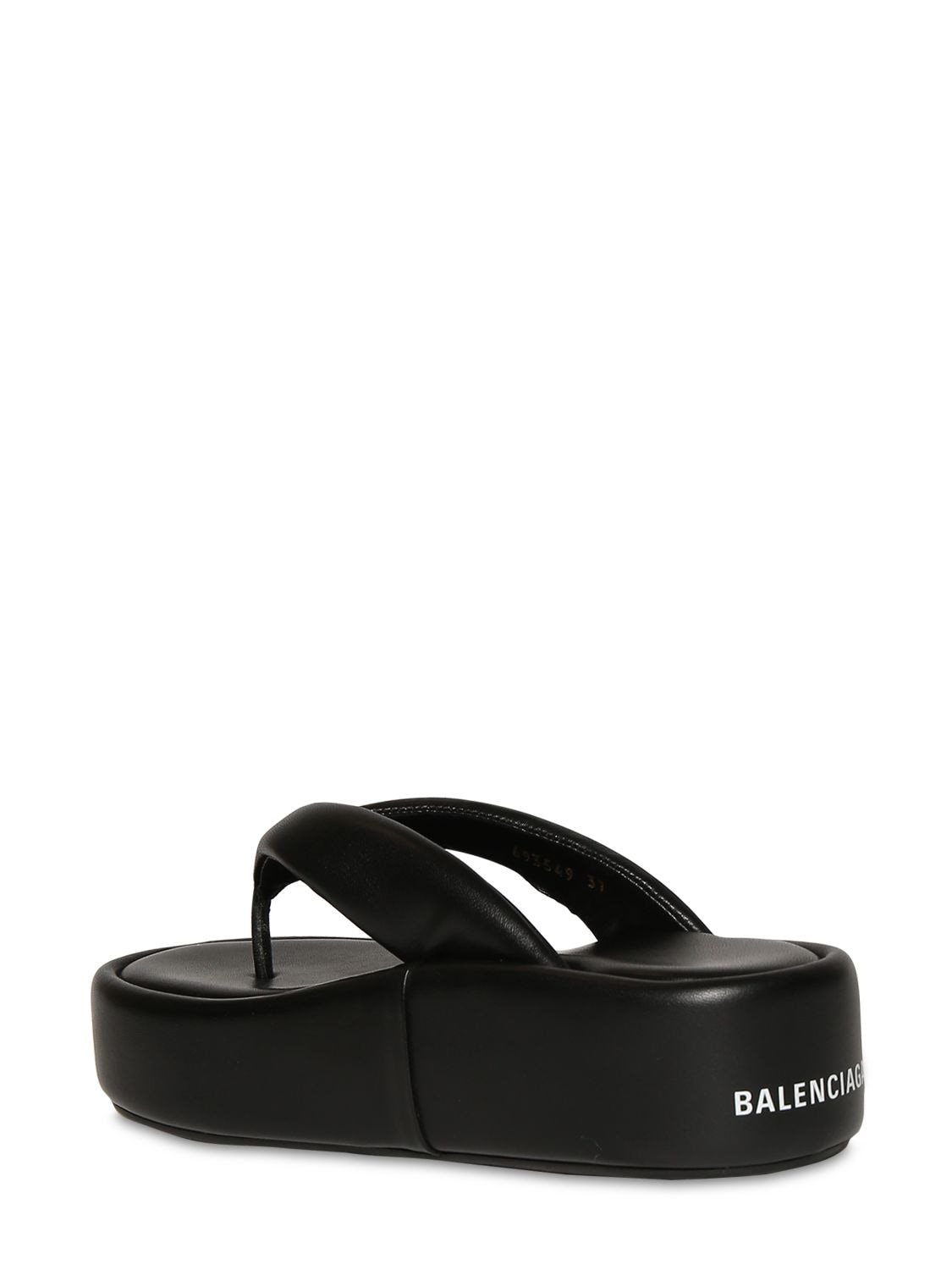 Shop Balenciaga 50mm Rise Leather Thong Sandals In Black