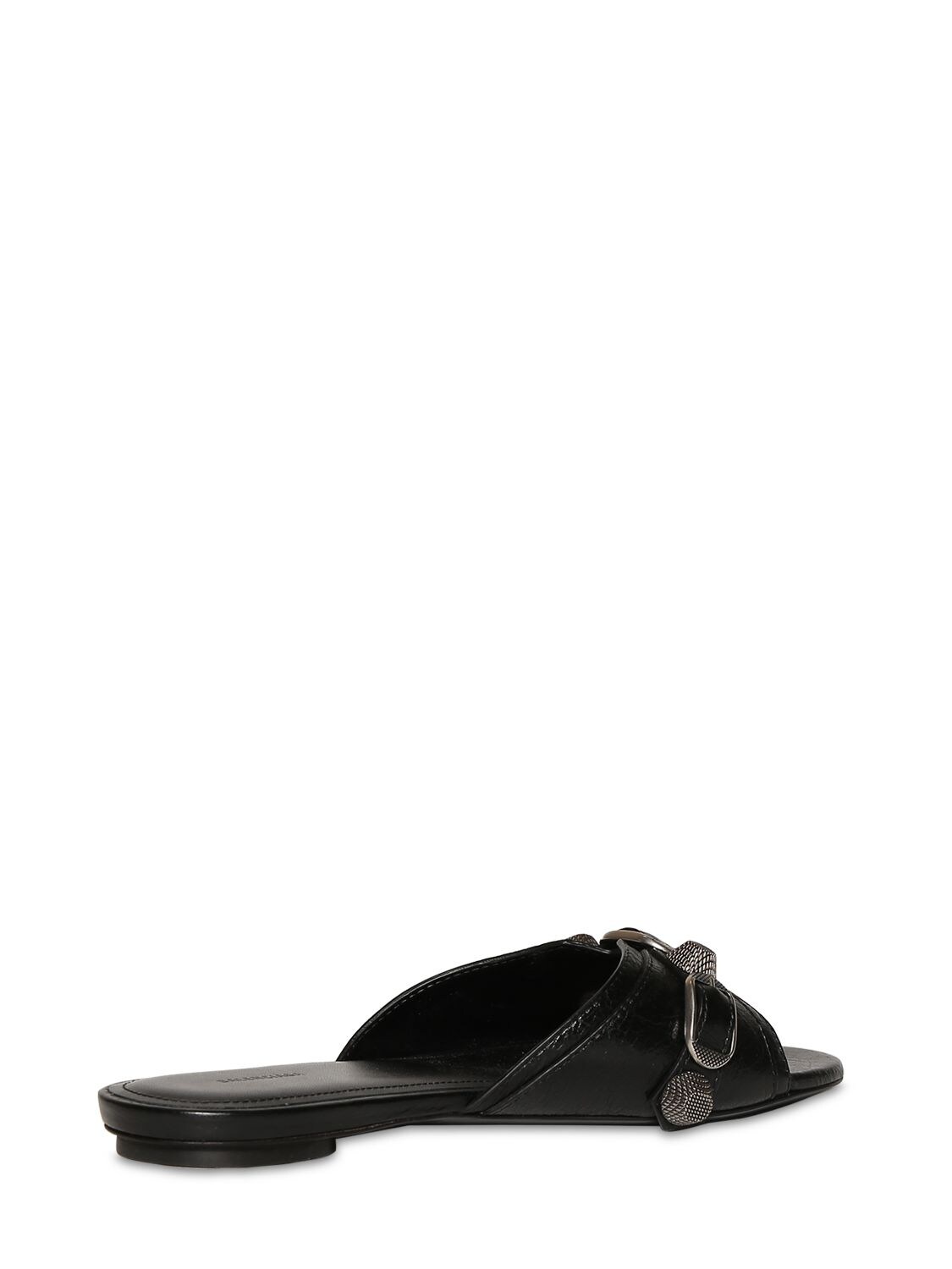 Shop Balenciaga 10mm Cagole Leather Sandals In Black