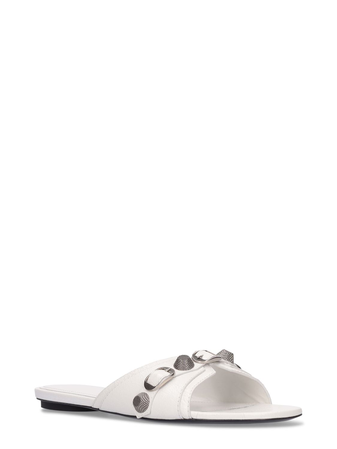 Shop Balenciaga 10mm Cagole Leather Sandals In White
