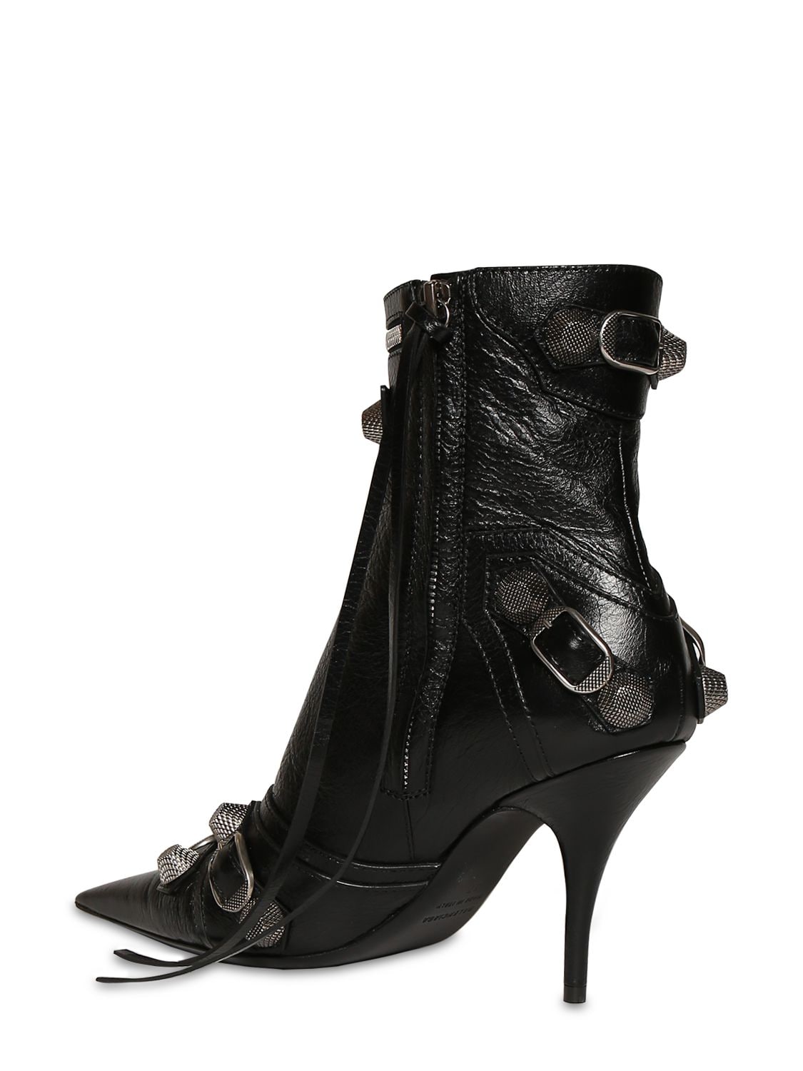 Shop Balenciaga 90mm Cagole Leather Ankle Boots In Black