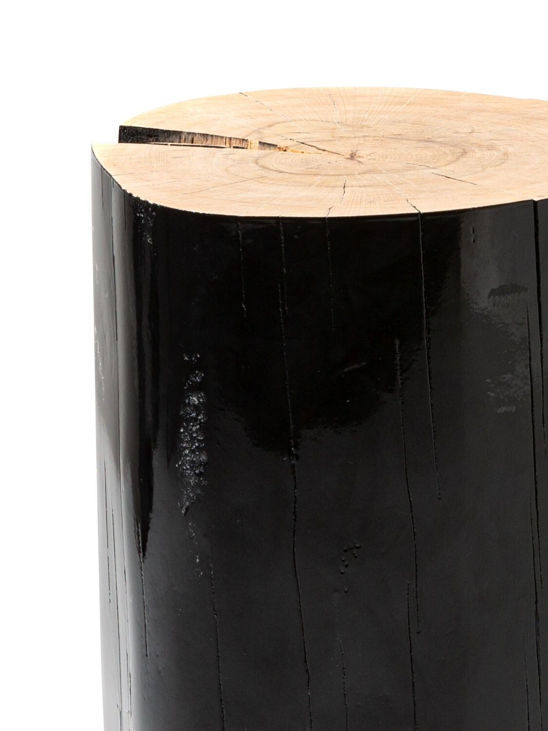 Shop Gervasoni Medium Log Lacquered Stool In Black