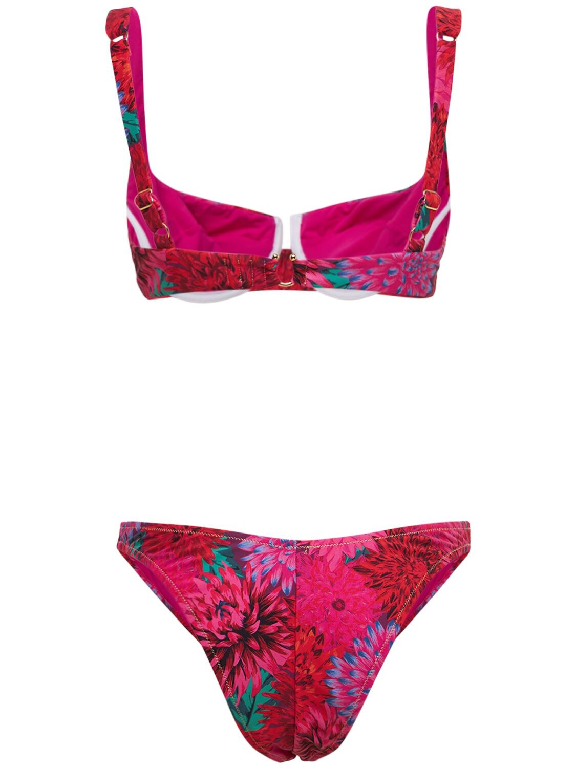 Shop Reina Olga Brigitte Underwired Printed Bikini Set In Red,multi